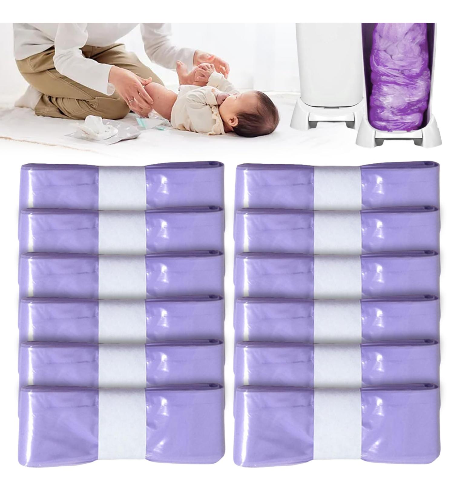 Refilling Foil for Diaper Pail - 12 Smell-Tight Cassettes 4.5m Compatible with Genius Munchkin Angelcare - Purple - Buy Online on SooperMarket.com