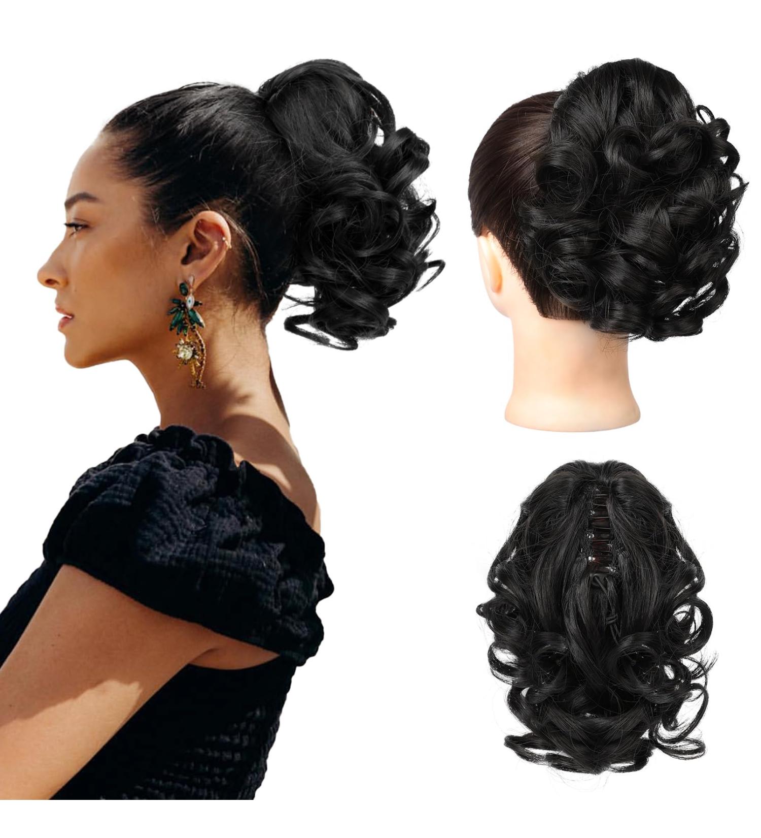 REECHO Short Curly Wavy Ponytail Extension | Claw Clip Hairpiece for Women - Black - Buy Online on SooperMarket.com