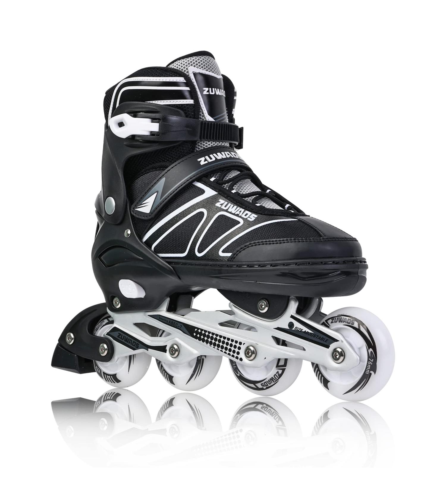 KIKSTYO Adjustable Inline Skates | Full Light Up Wheels | X-Large Size | Black Roller Skates for Kids, Adults, Women, and Boys - Buy Online on SooperMarket.com