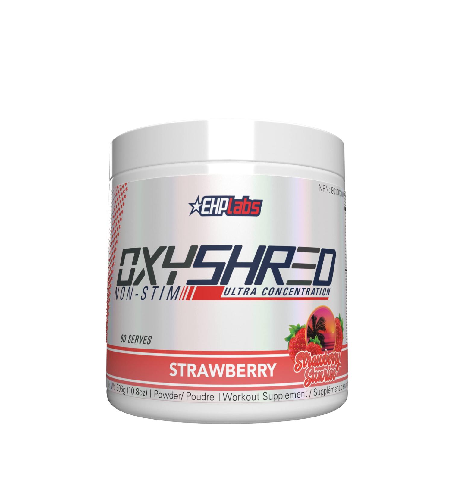EHP Labs OxyShred Non Stimulant Thermogenic Pre Workout Powder - Stim Free Pre Workout Caffeine Free Preworkout for Men & Women - Non Stim Preworkout - Sugar Free Energy Powder - Strawberry Sunrise 60 Servings - Buy Online on SooperMarket.com