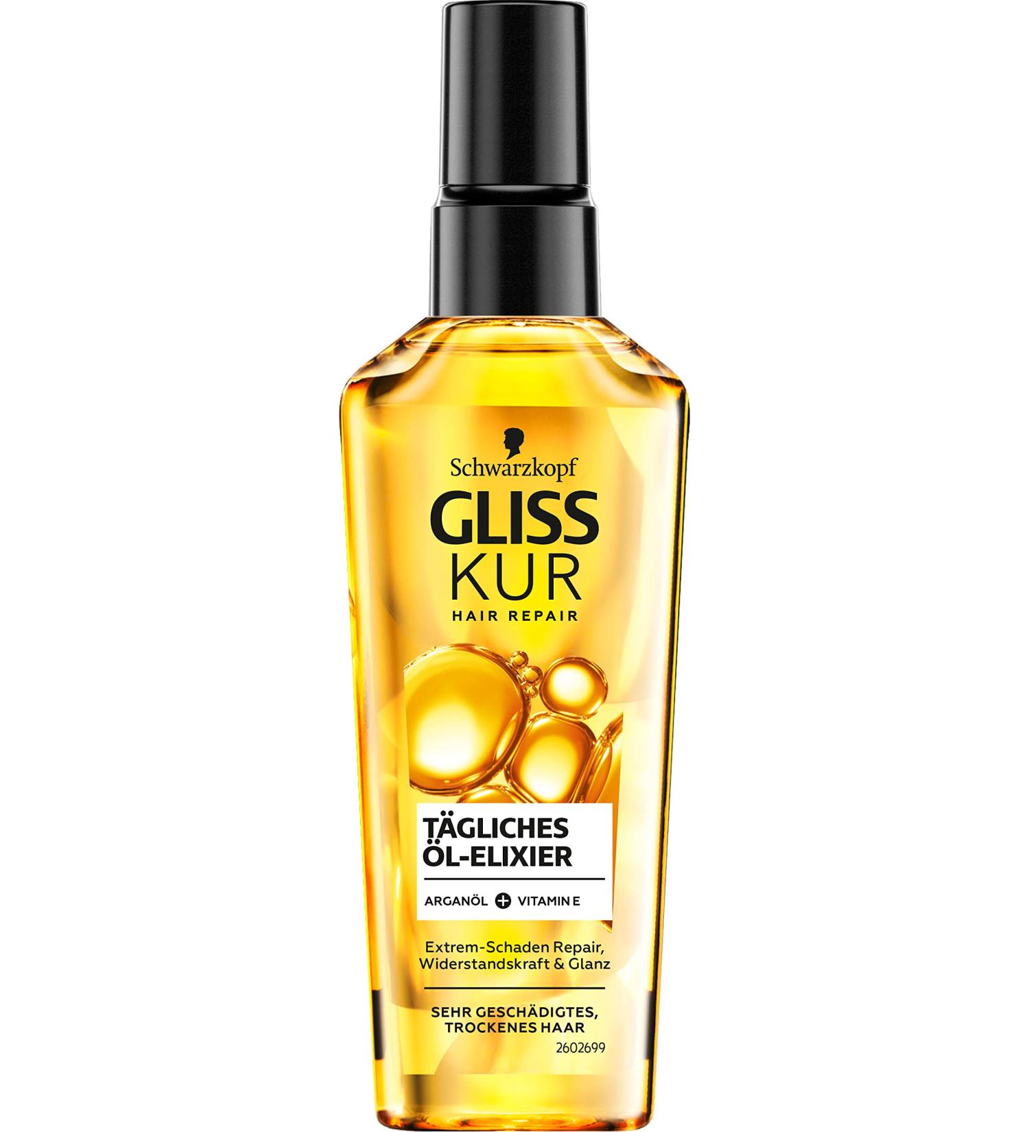 Gliss Cure Hair Oil Elixir 75ml - Nourishing Daily Oil for Dry Hair with Argan Oil & Vitamin E - Non-Greasy Treatment - Buy Online on SooperMarket.com
