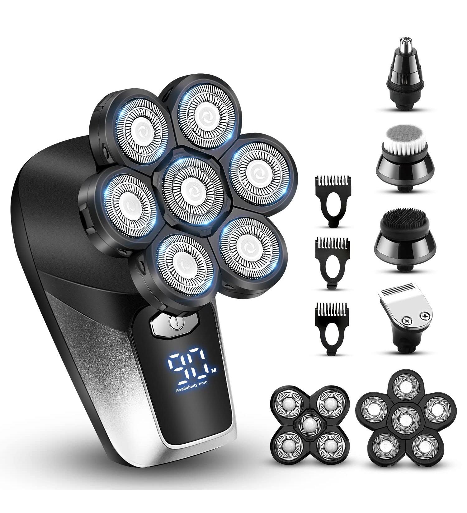 Vsmooth Bald Head Shaver for Men - Rotary Multifunctional Electric Shaver for Close Face Shaving - Cordless & Waterproof Rechargeable Razor - Buy Online on SooperMarket.com