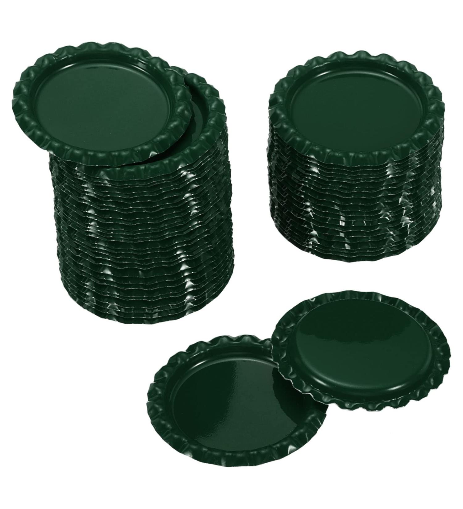 PATIKIL 1 Inch Flat Decorative Bottle Caps 50 Pack Craft Bottle Pendant Trays Double Sides Printed for DIY Pendants Craft Scrapbooks Dark Green - Buy Online on SooperMarket.com