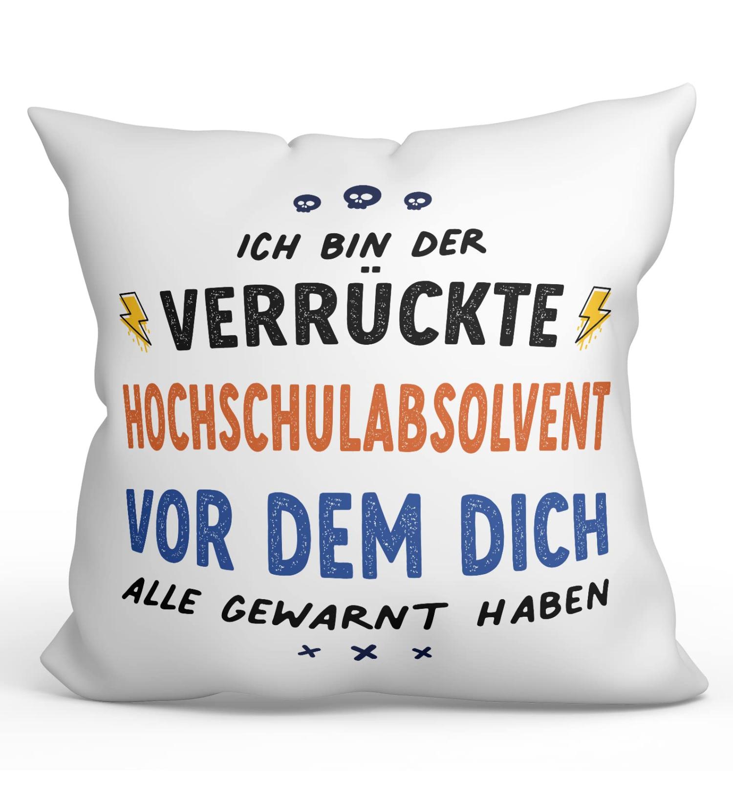 MUGFFINS GRADUATE man Cushion Padding included - in German - Dich alle gewarnt haben - Funny gift - Pillow: cover and filling 15.7x15.7 inches Hochschulabsolvent - Buy Online on SooperMarket.com