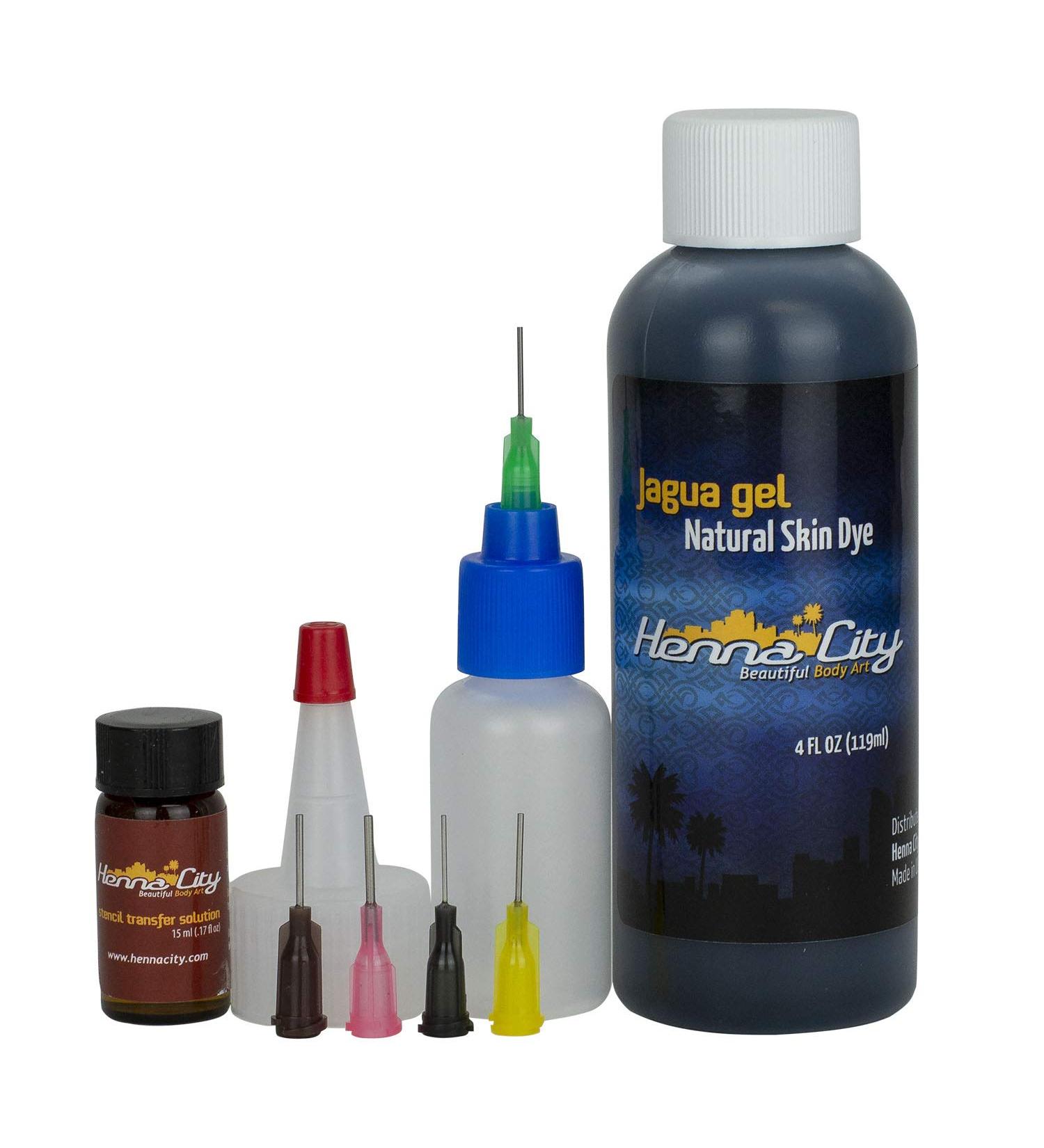 Henna City Premium Jagua Gel - 4oz for Temporary & Semi-Permanent Tattoos | Organic Jagua Ink, Henna Stencils, Applicator Bottle | Henna Tattoo Kit - Buy Online on SooperMarket.com
