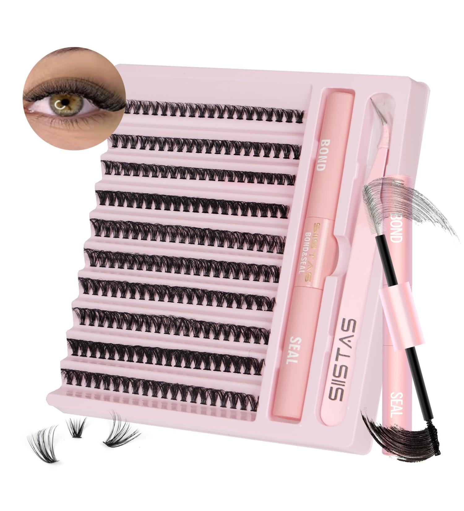 DIY Lash Extension Kit: 200pcs D Curl Volume Cluster Eyelashes with Lash Bond, Seal, and Tweezers - At-Home Individual Lash Extension Kit (40D) - Buy Online on SooperMarket.com