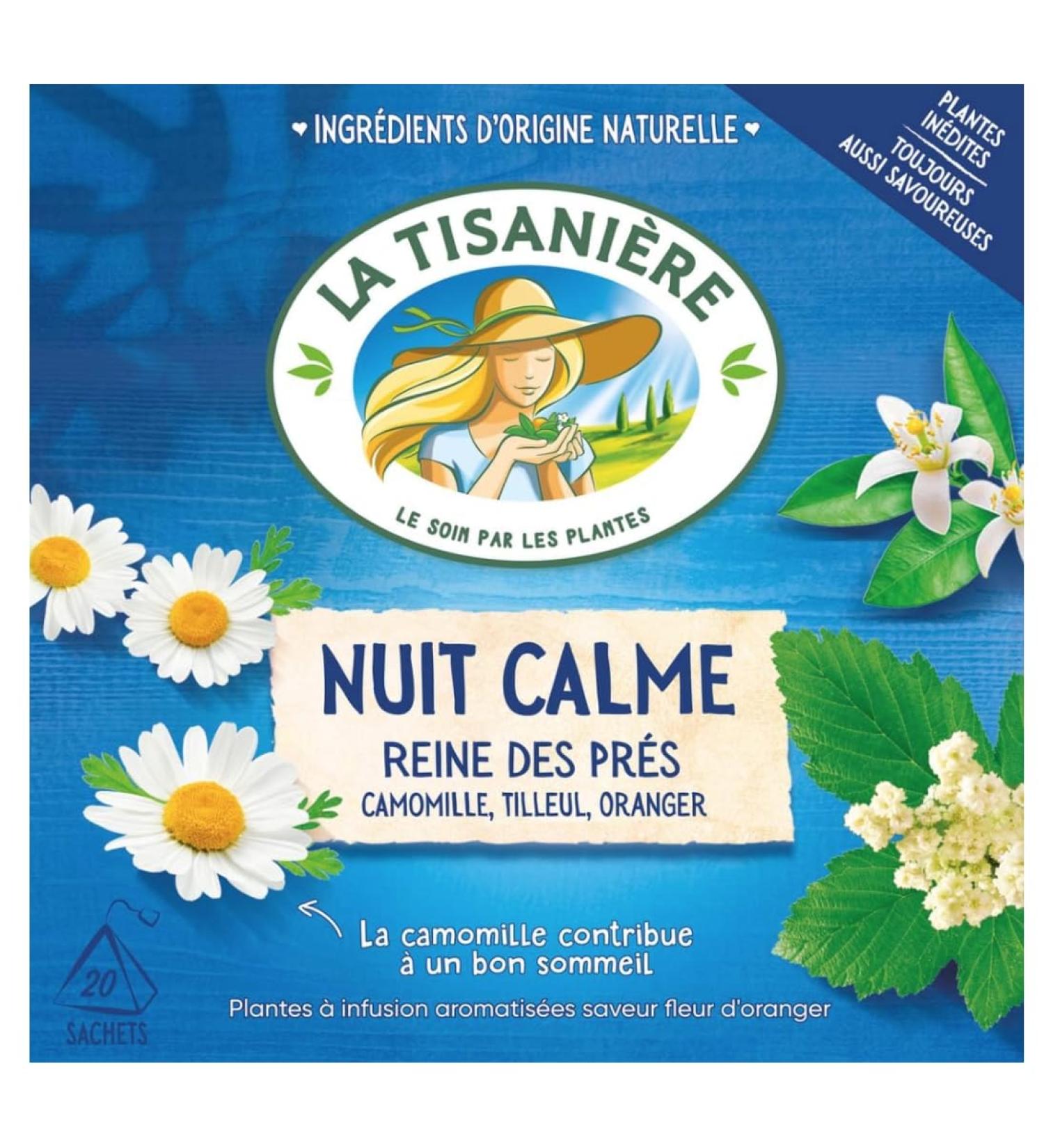 La Tisaniere Nuit Calme Tea - 20 Counts (French Tisane(Tranquil Night)) - Pack of 3