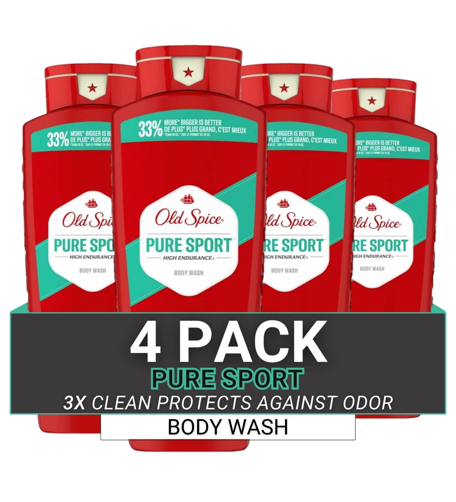 Old Spice Body Wash for Men High Endurance Pure Sport 24 Fl Oz (Pack Of 4)