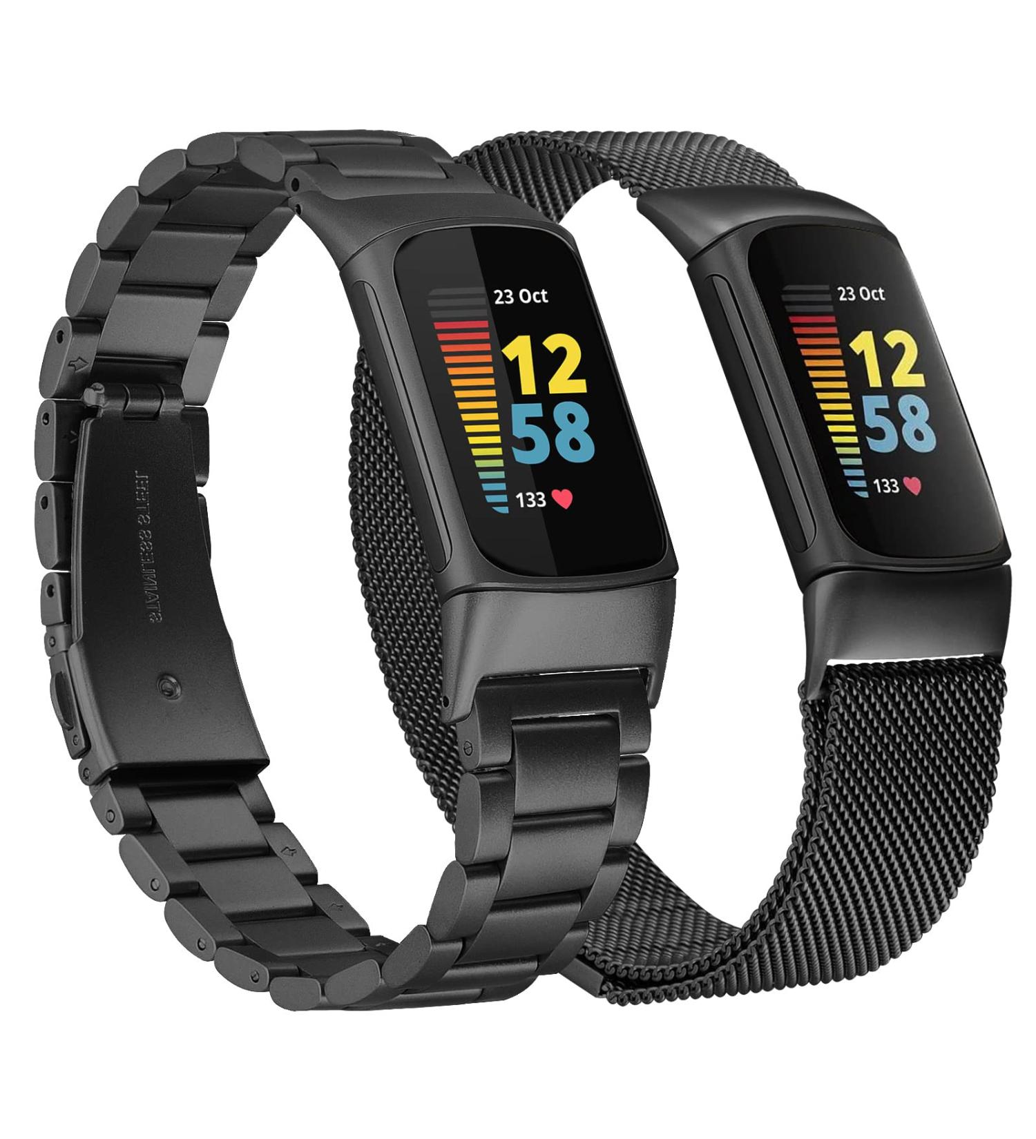 KOREDA 2 Pack Stainless Steel Bands for Fitbit Charge 5 - Graphite/Black - Buy Online on SooperMarket.com