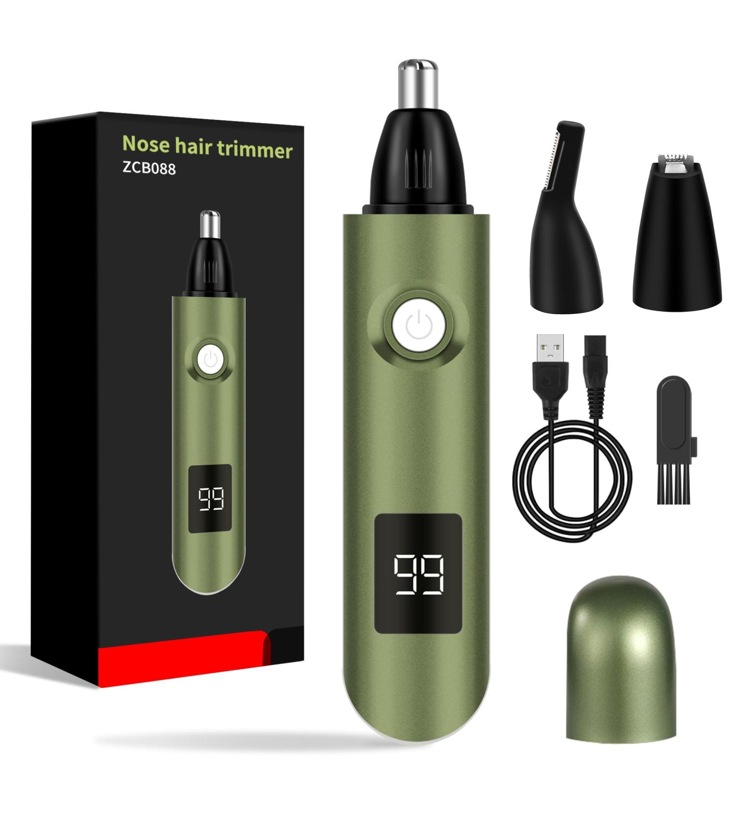 Imoebel 3-in-1 Nasal Hair Trimmer with LED Display | Double Cutting Blades for Nose Ear Eyebrow & Face Hair | Unisex Hair Cutter in Green - Buy Online on SooperMarket.com