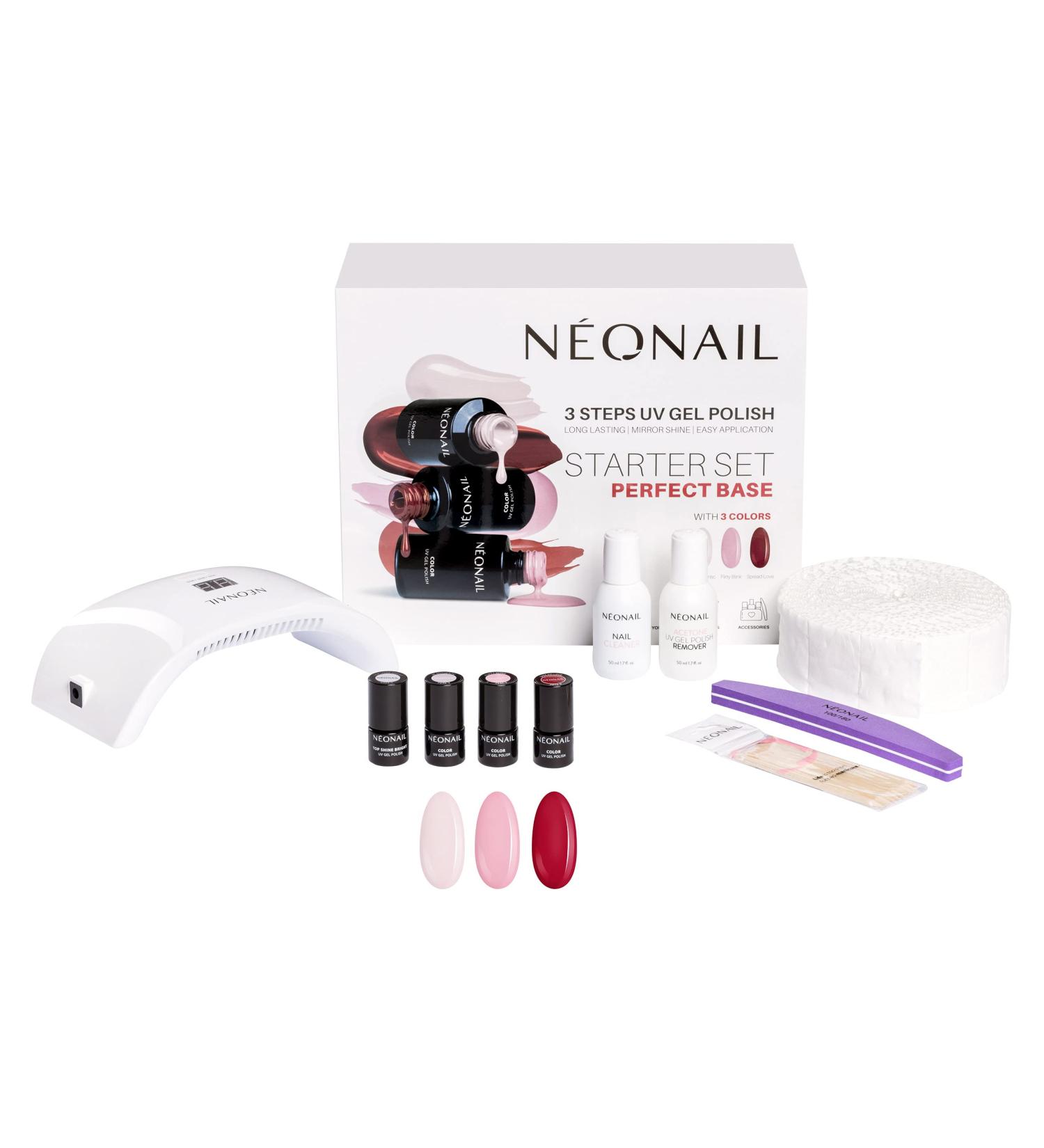 NeoNail Perfect Base Starter Set with LCD Lamp | 3 Nail Polishes & Accessories - Shop Internationally - Buy Online on SooperMarket.com