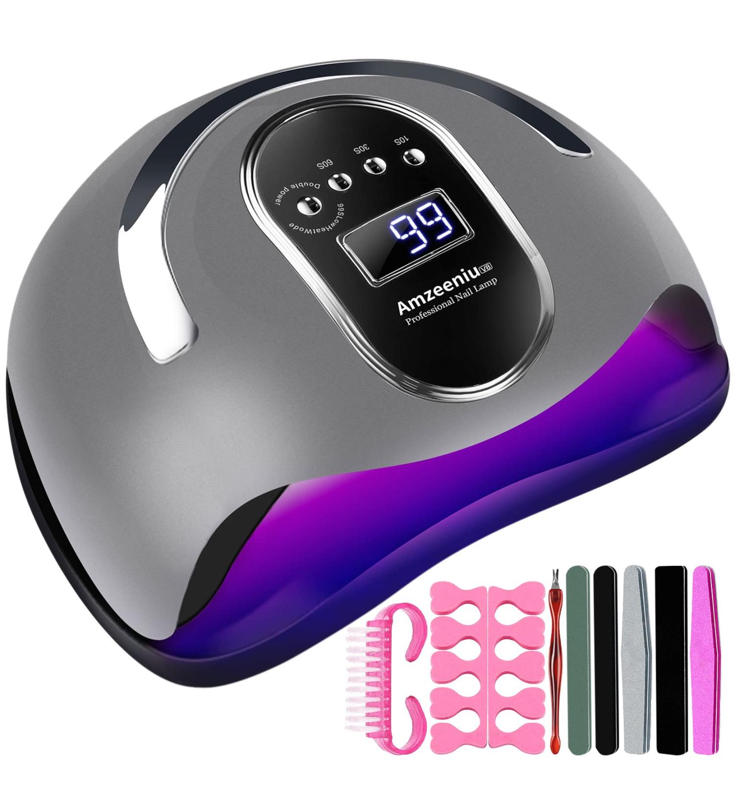 Amzeeniu 168W Nail Dryer Lamp - Professional UV LED with Infrared Sensor & 4 Timer Settings for Gel Nails - Ideal for Home & Salon Use - Buy Online on SooperMarket.com