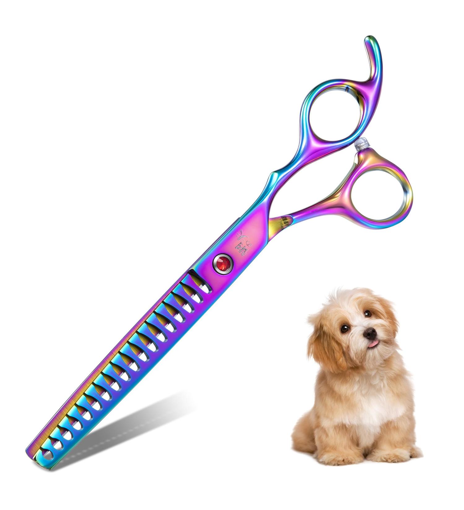 DRGSKL Chunker Scissors for Dogs - Professional Thin Blender Scissors for Medium & Large Pets - Japanese Stainless Steel 440C - Rainbow Finish - Buy Online on SooperMarket.com