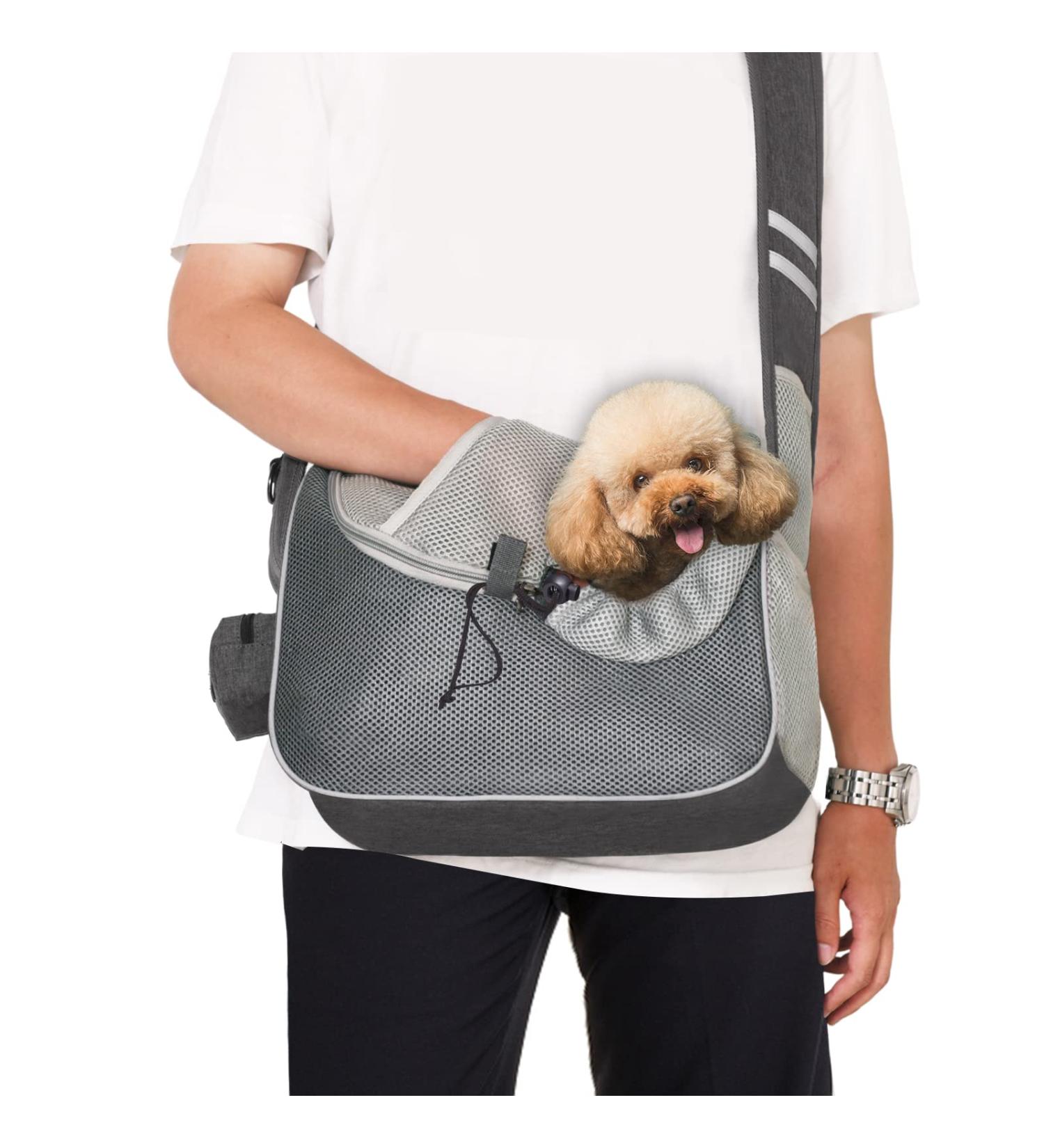 Adjustable Dog Sling Carrier for Small Dogs/Cats 5-10lbs - Hands-Free Puppy Front Pouch with Soothing Bottom Support - Soft Padded Shoulder Bag for Travel & Outdoor Activities - Buy Online on SooperMarket.com