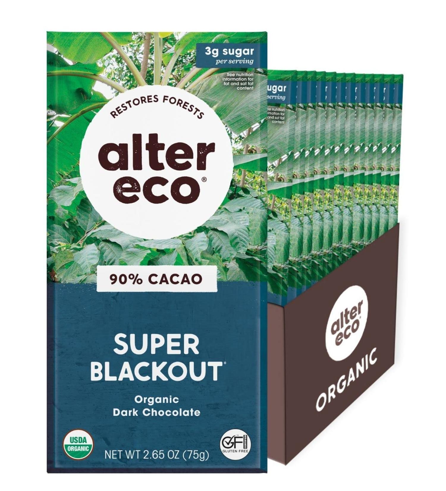 Alter Eco Deepest Dark Chocolate Bar 90% Cocoa - Organic Super Blackout (2.65 oz) - Buy Online on SooperMarket.com