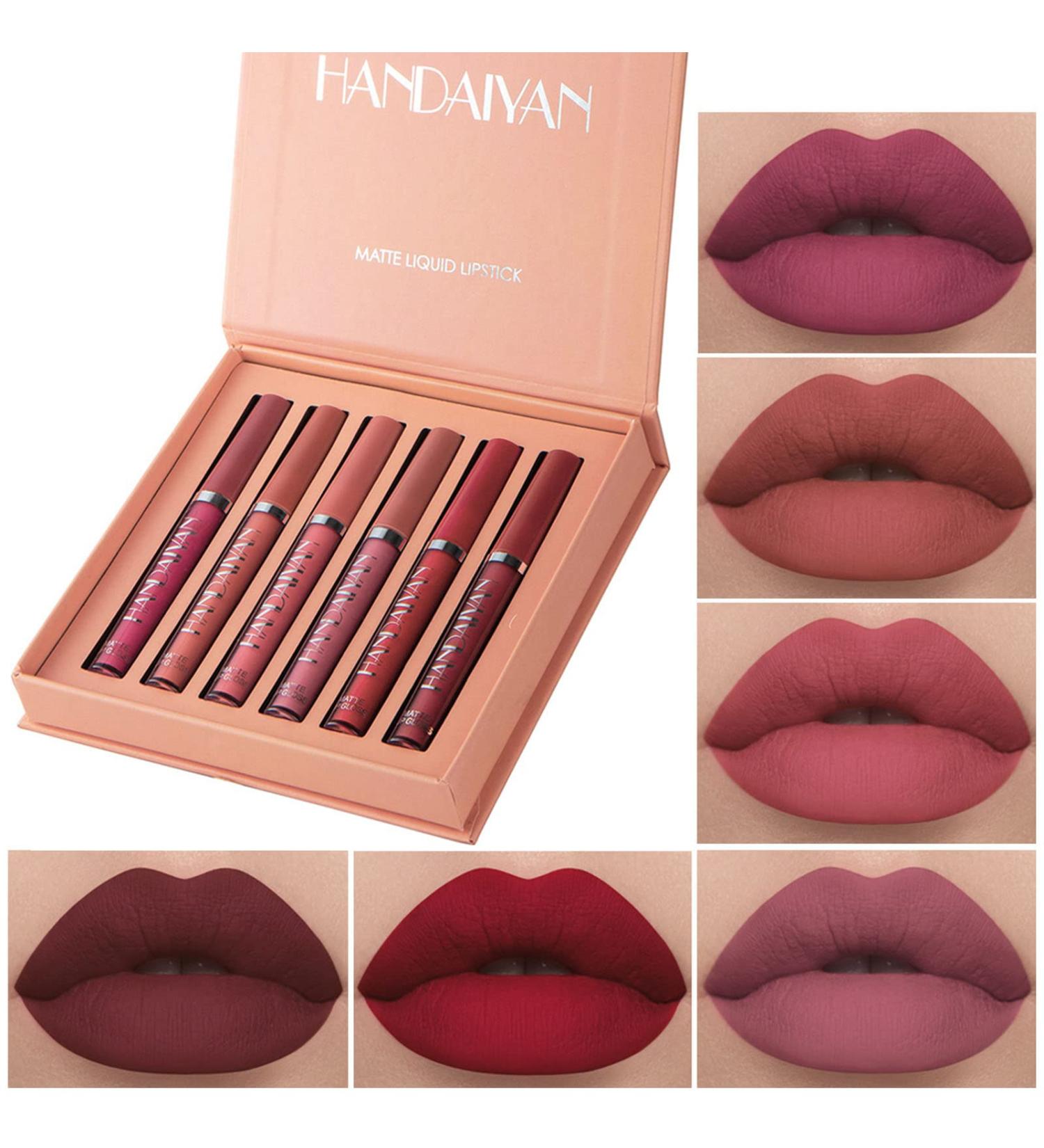 6pcs Nude Matte Liquid Lipstick Set - Waterproof Velvet Lip Gloss Makeup Kit for Women - Long-Lasting Labiales Mate 24 Horas (Set A) - Buy Online on SooperMarket.com