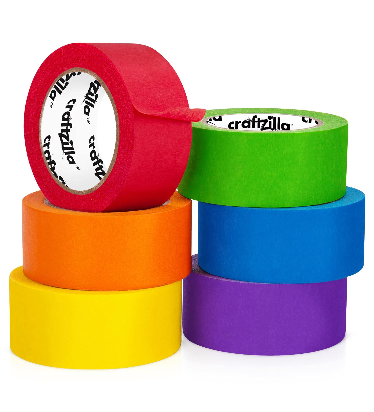 Craftzilla Colored Masking Tape 6-Roll Multi Pack - Vibrant Rainbow Craft Tape for Arts & Crafts - 180ft x 1 inch - Buy Online on SooperMarket.com
