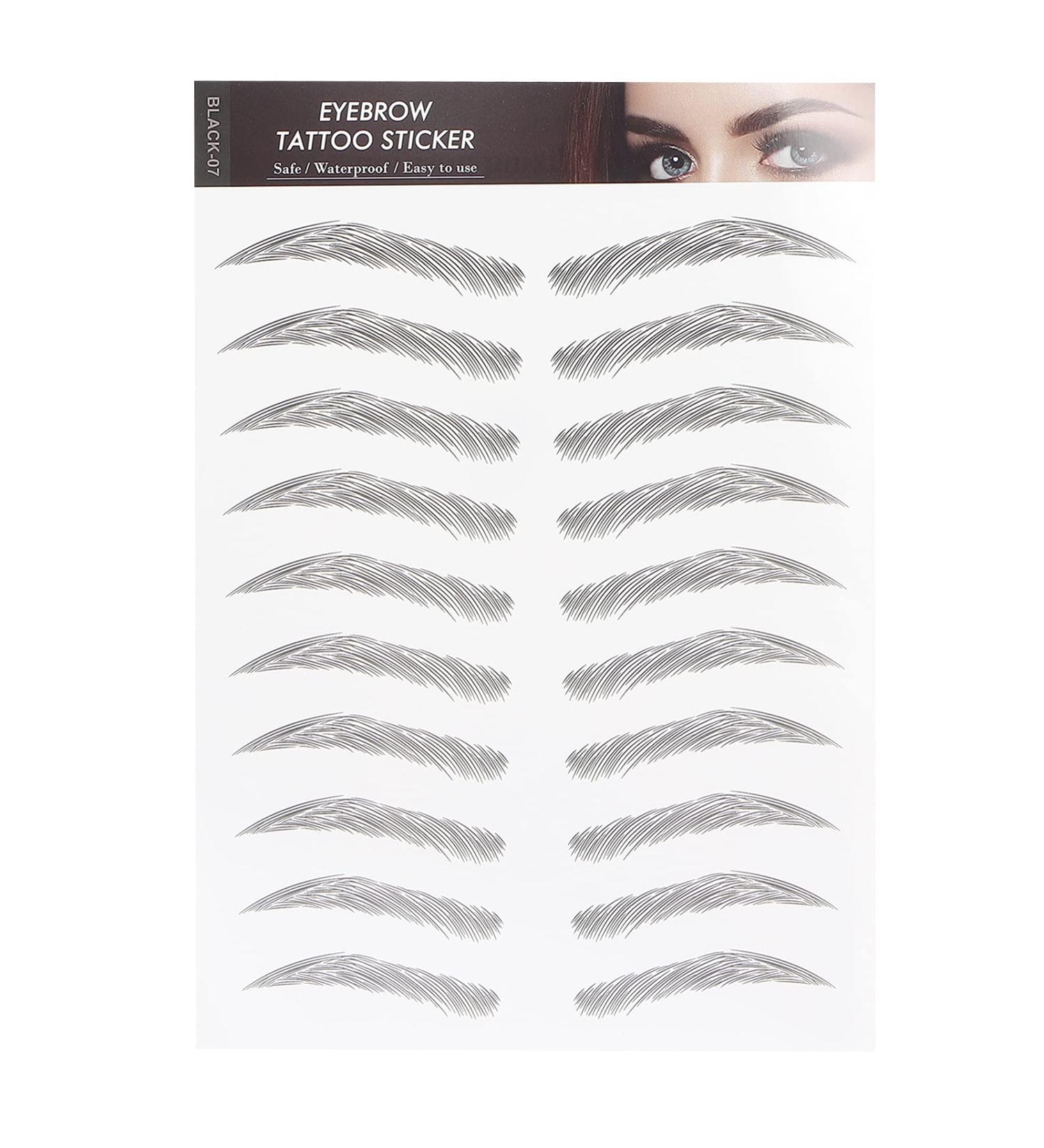 6D Waterproof Eyebrow Transfer Stickers - Professional Eyebrow Makeup Tool for Women & Girls | Black (BLACK-07) - International Shipping Available - Buy Online on SooperMarket.com
