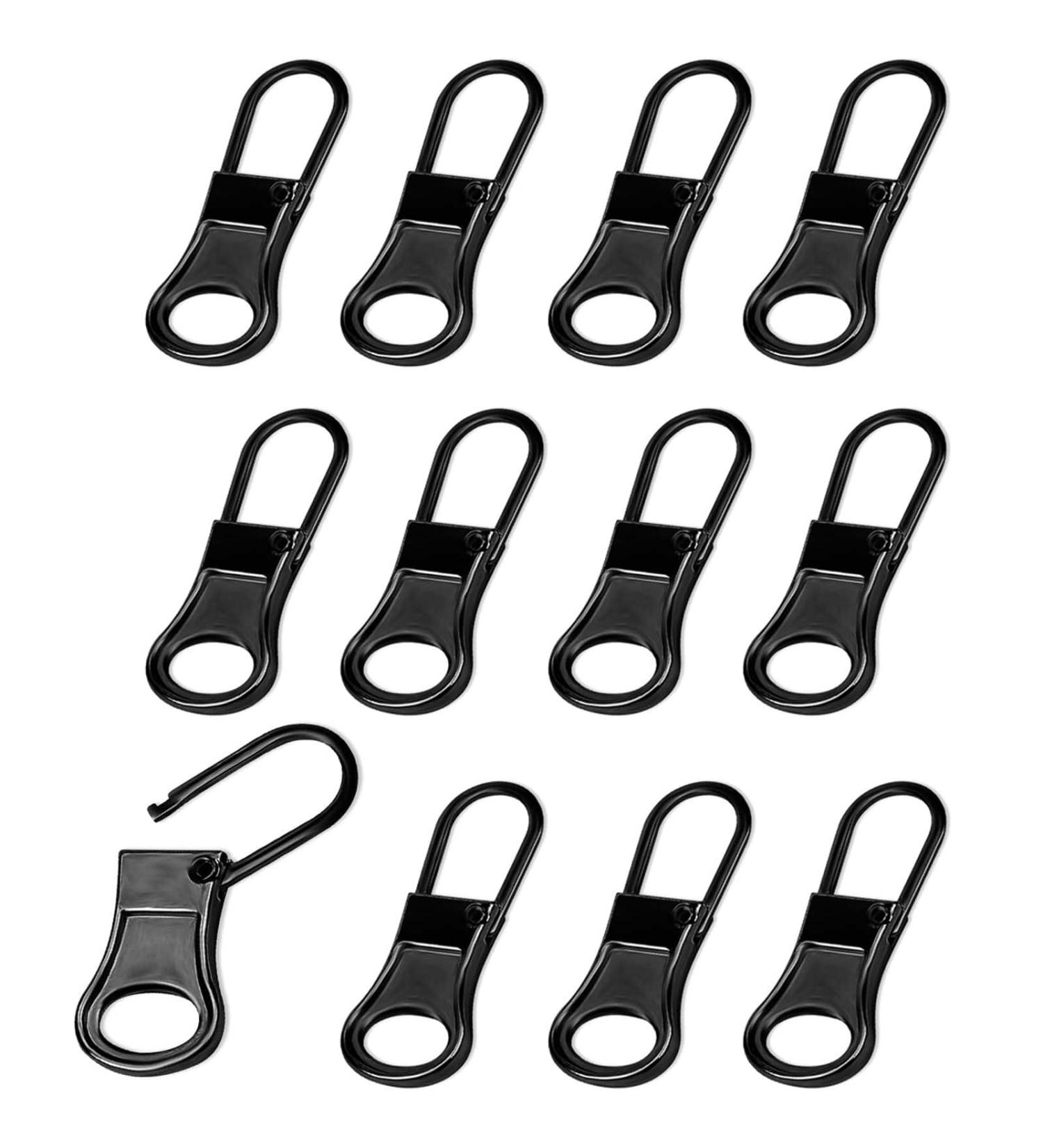 12 Pack Zipper Sliders - Durable Replacement Zipper Pulls for Suitcases Backpacks & Clothes - Black Zip Repair Solution - Buy Online on SooperMarket.com