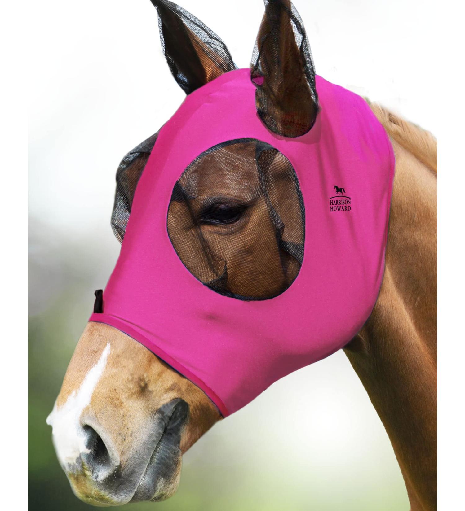 Harrison Howard Super Comfort Stretchy Fly Mask - Large Eye Space UV Protection & Breathability - Rosenrot L - Buy Online on SooperMarket.com