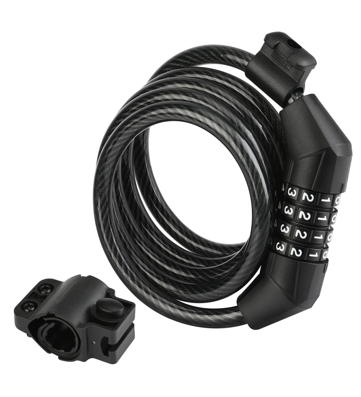 ValueMax 4FT Cable Bike Lock with Secure Mount Bracket | 4 Digit Resettable Combination for Bicycle/Scooter/Glass Door - Buy Online on SooperMarket.com