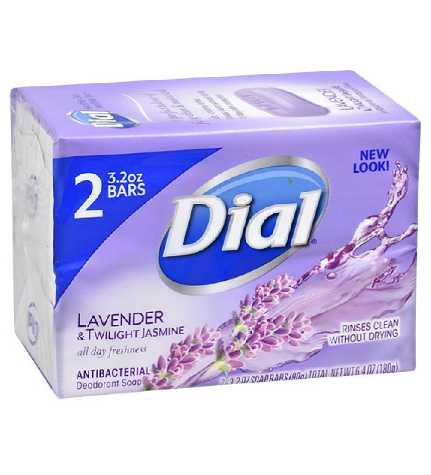 Dial Antibacterial Deodorant Soap Lavender & Twilight Jasmine Rinses Clean without Drying 3.2 Ounce (Pack of 2)