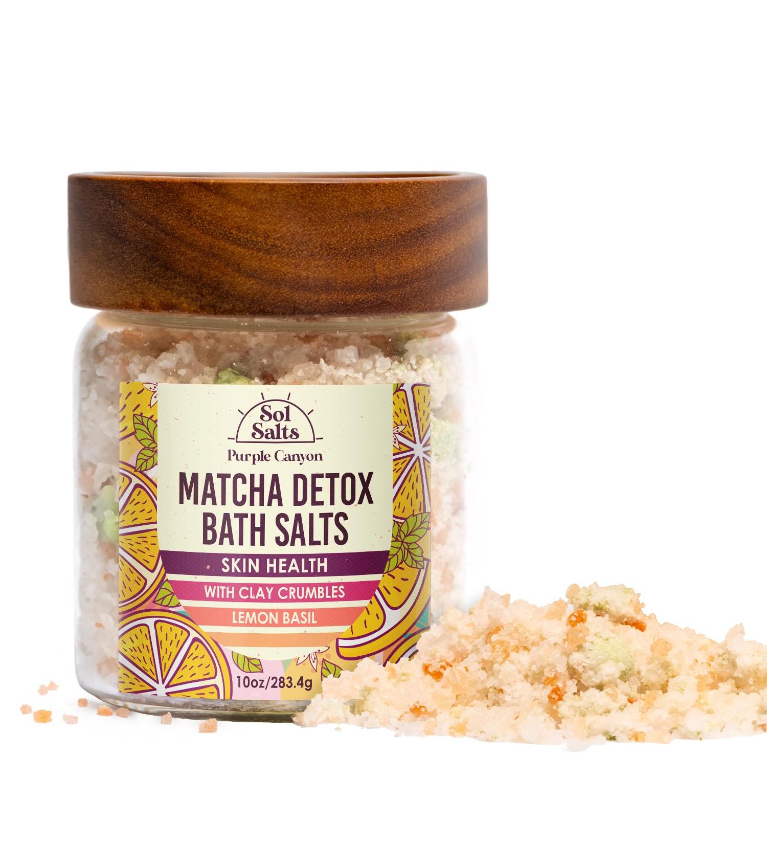 Purple Canyon SolSalts Matcha Detox Bath Salts | Lemon Basil Scented Soak with Green Tea & Grape Seed Oil - International Shipping Available - Buy Online on SooperMarket.com