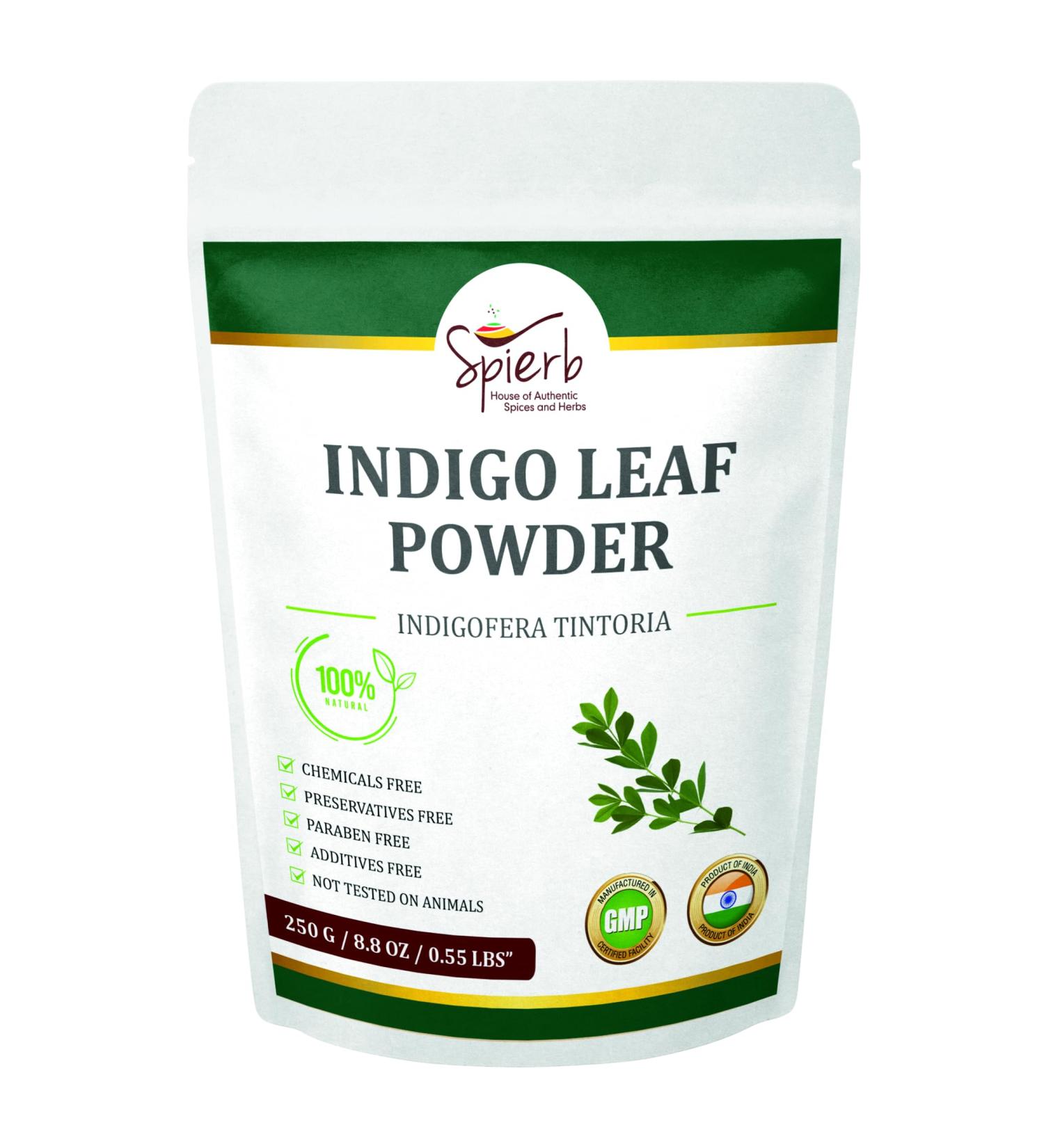 Spierb Indigo Leaf Powder 250gm - Natural Pure Indigo Powder for Hair - Indigo Henna Hair Dye black permanent hair colour/beard dye - Use with henna powder for jet black hair dye/dark brown hair dye 250 g (Pack of 1) - Buy Online on SooperMarket.com