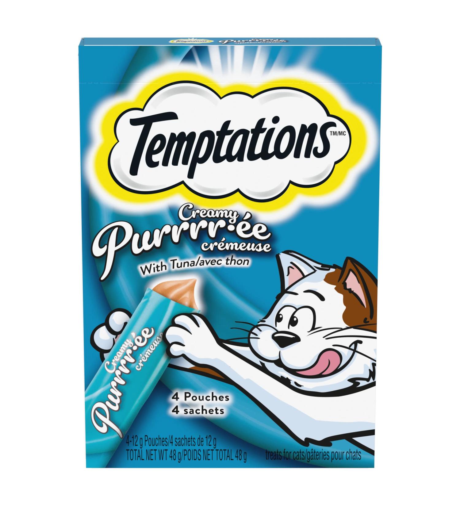 TEMPTATIONS Cat Treats Adult Creamy Puree Lickables Tuna 12g Pouches (44 Pack) - Buy Online on SooperMarket.com
