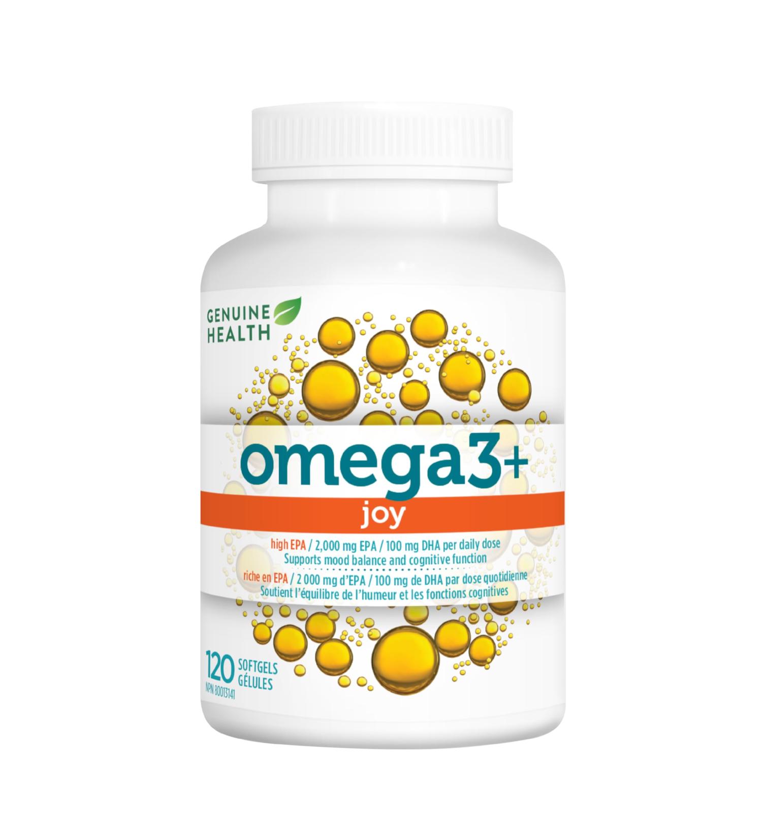 Genuine Health Omega3+ Joy 120 softgels 2000mg EPA 100mg DHA Supports healthy daily mood balance Wild-caught Non-GMO 120 count (Pack of 1) - Buy Online on SooperMarket.com