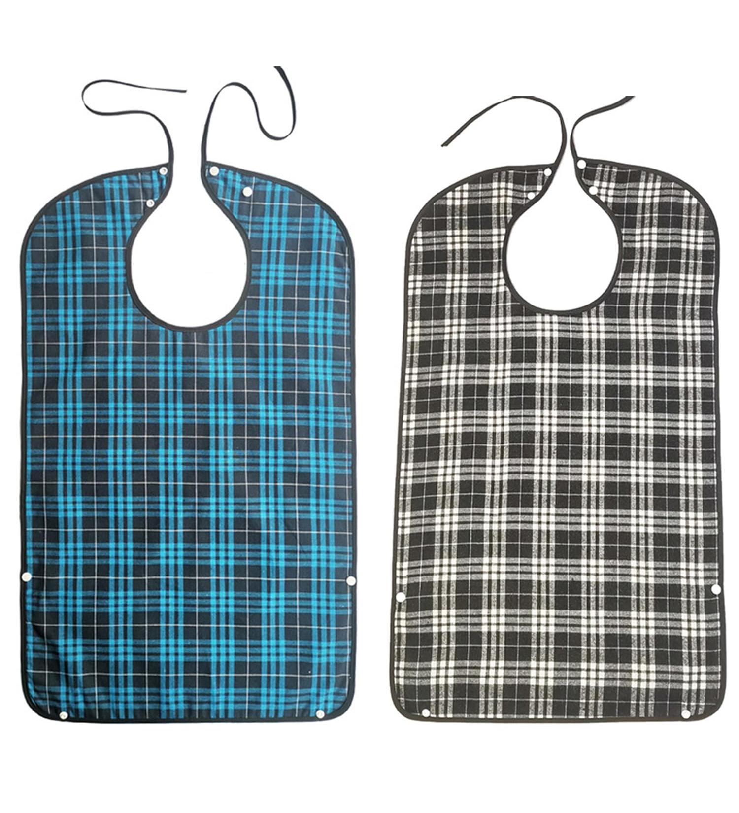Adult Bib Reusable Washable Clothing Protector Waterproof Extra Long Bibs for Men Women Black Blue - Buy Online on SooperMarket.com