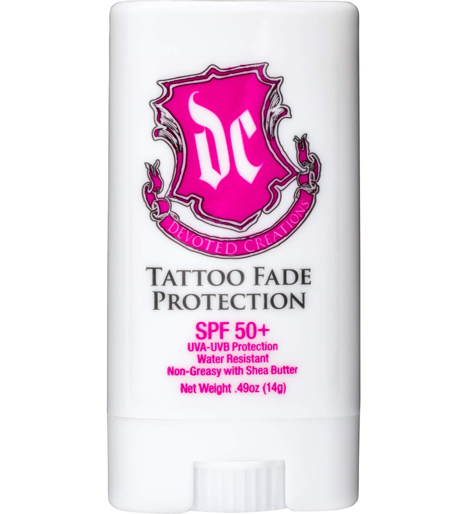 Devoted Creations Tattoo Fade Protection Stick SPF 50+ UVA-UVB Water Resistant - Shea Butter .49oz (Pink/Blue) - Buy Online on SooperMarket.com