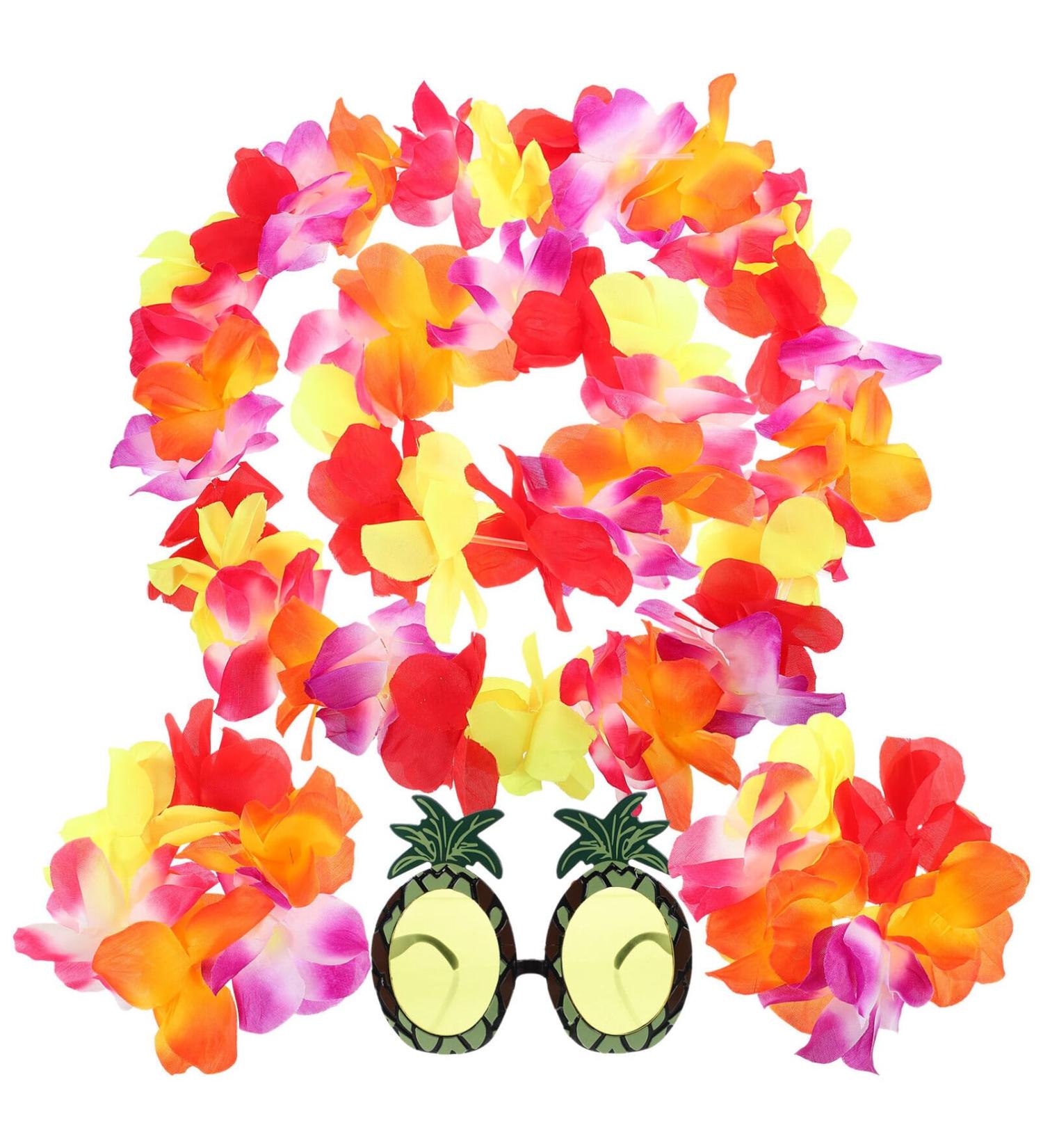 GALPADA 1 Set Pineapple Sunglasses and Hawaiian Leis Set Luau Flower Leis Necklace Headbands and Wristbands for Tropical Hawaiian Beach Party Decorations Birthday Party Favors - Buy Online on SooperMarket.com