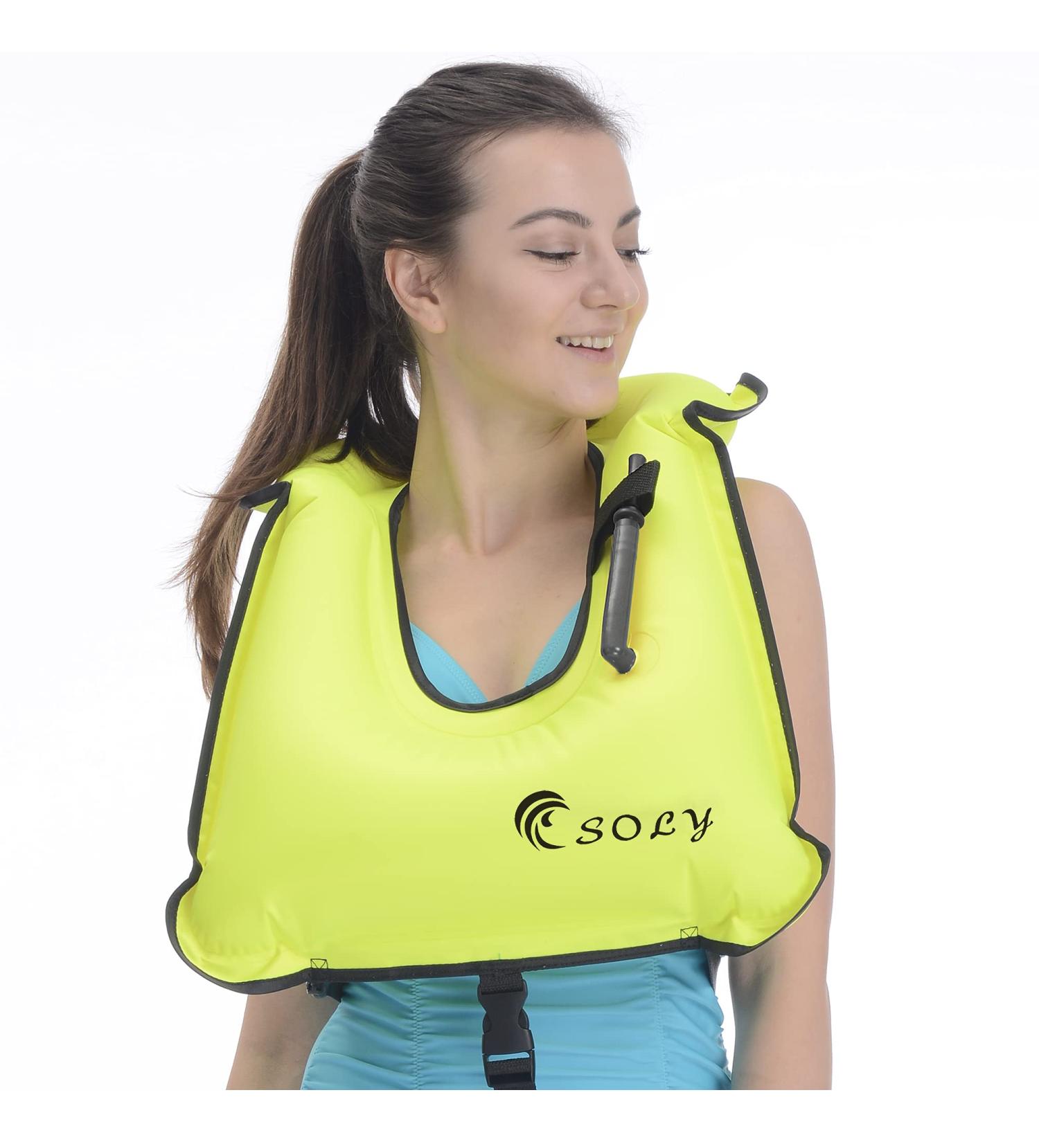 Adjustable Inflatable Snorkel Vest for Adults and Kids - Green | Water Sports Safety Gear | SOLY - Buy Online on SooperMarket.com