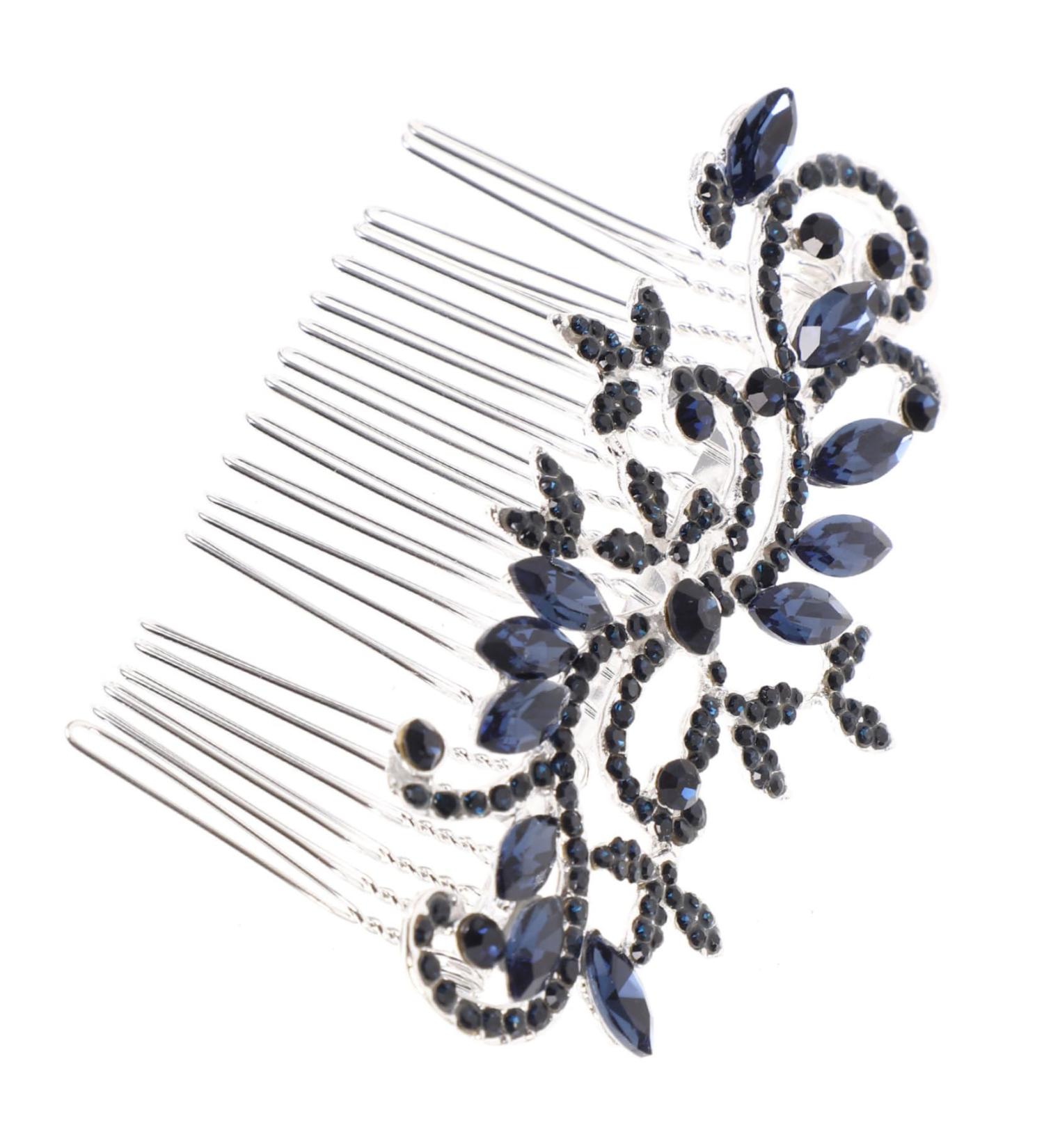 BELLIFFY Bride Hair Comb Blue Rhinestone Wedding Hair Comb for Bride - Vintage Flower Crystal Hairpin - Bridal Accessories for Bridesmaid Womens Hair Clips Headwear for Women Styling - Buy Online on SooperMarket.com