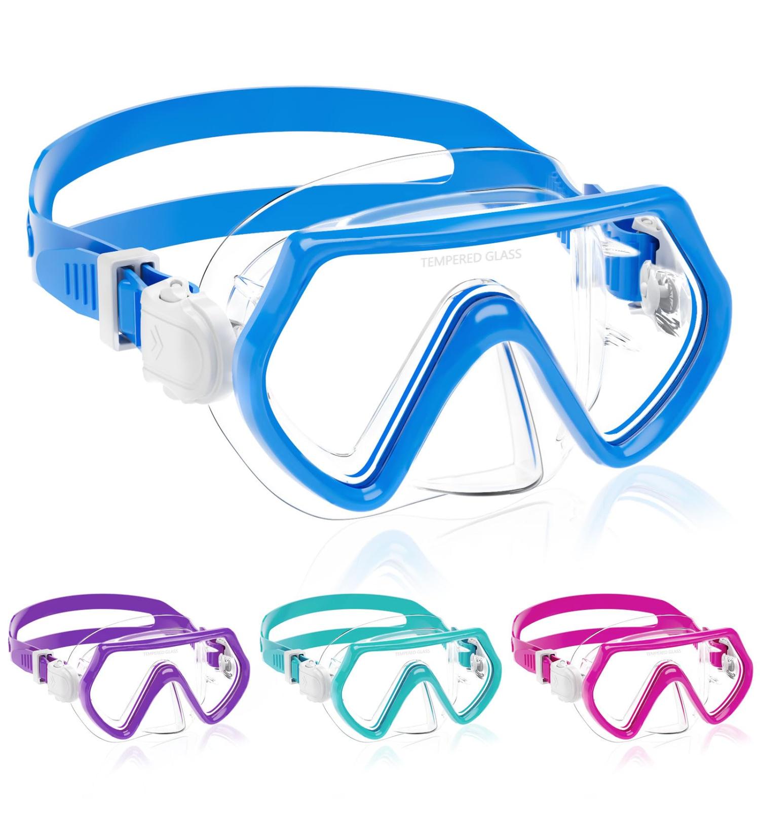 Buy Children's Diving Goggles - 180 Snorkel Mask with Nose Protection & Earplugs for 4-12 Years - Blue - Buy Online on SooperMarket.com