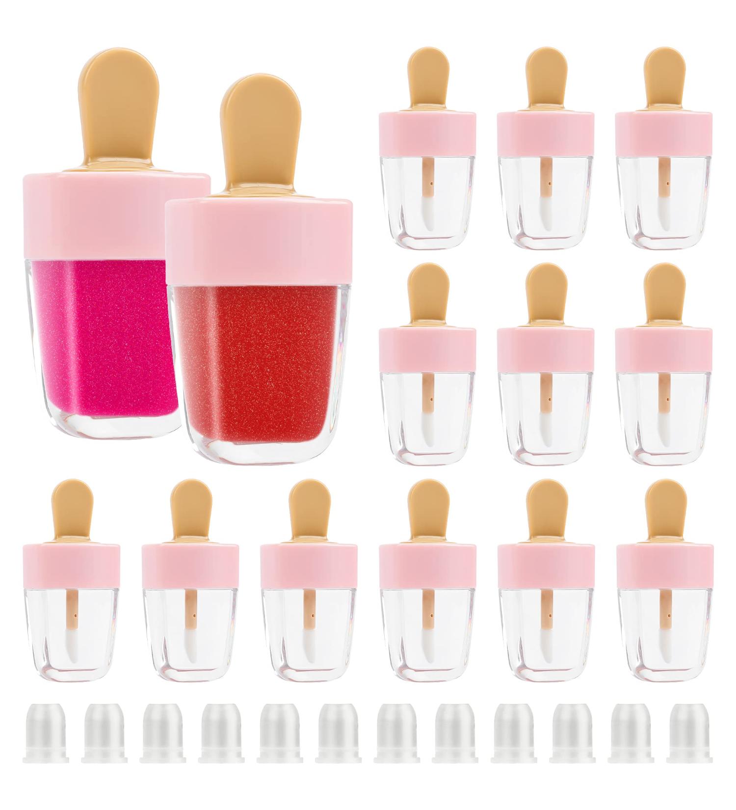 WSERE 20 Pcs Cute Lip Gloss Tubes - 4g Portable Empty Lip Glaze Containers | Reusable & Refillable DIY Cosmetic Samples Bottles | Creative Ice Cream Shape in Pink - Buy Online on SooperMarket.com