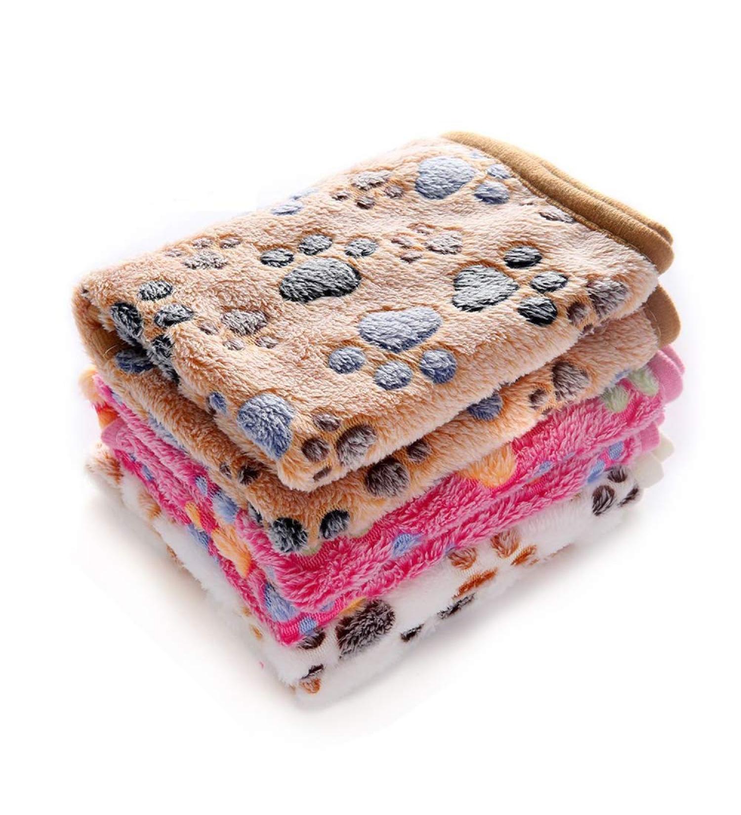 Premium Fleece Pet Blanket Flannel Throw Pack - Super Soft & Fluffy - Paw Small - 3 Pack - Buy Online on SooperMarket.com