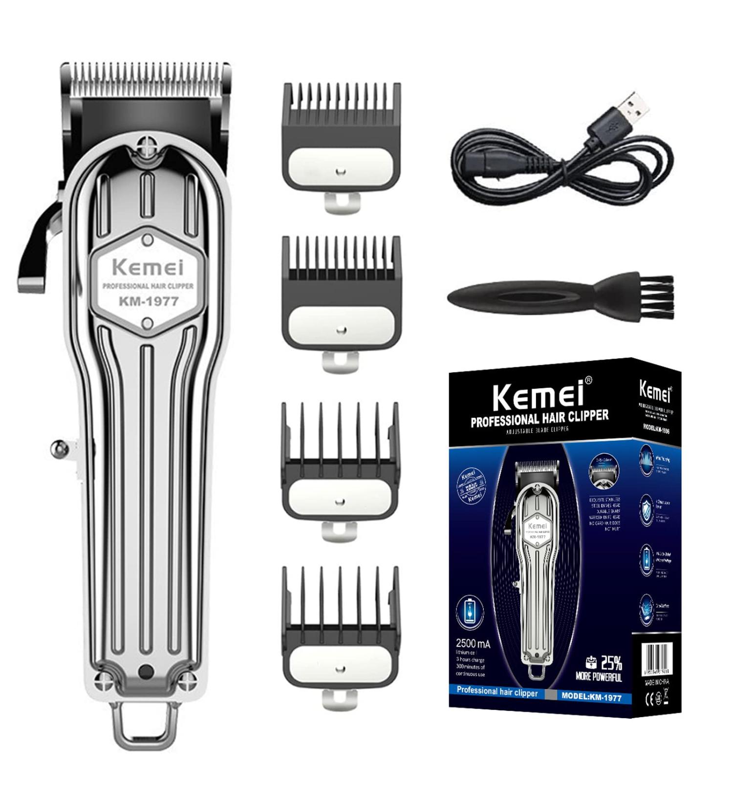 KEMEI Hair Clippers for Men Professional Barber Clippers Cordless Close Cutting Hair Trimmer Set Zero Gapped T-Blade Haircut Kit Beard Trimmer with USB Rechargeable for Family (KM-1977) - Buy Online on SooperMarket.com