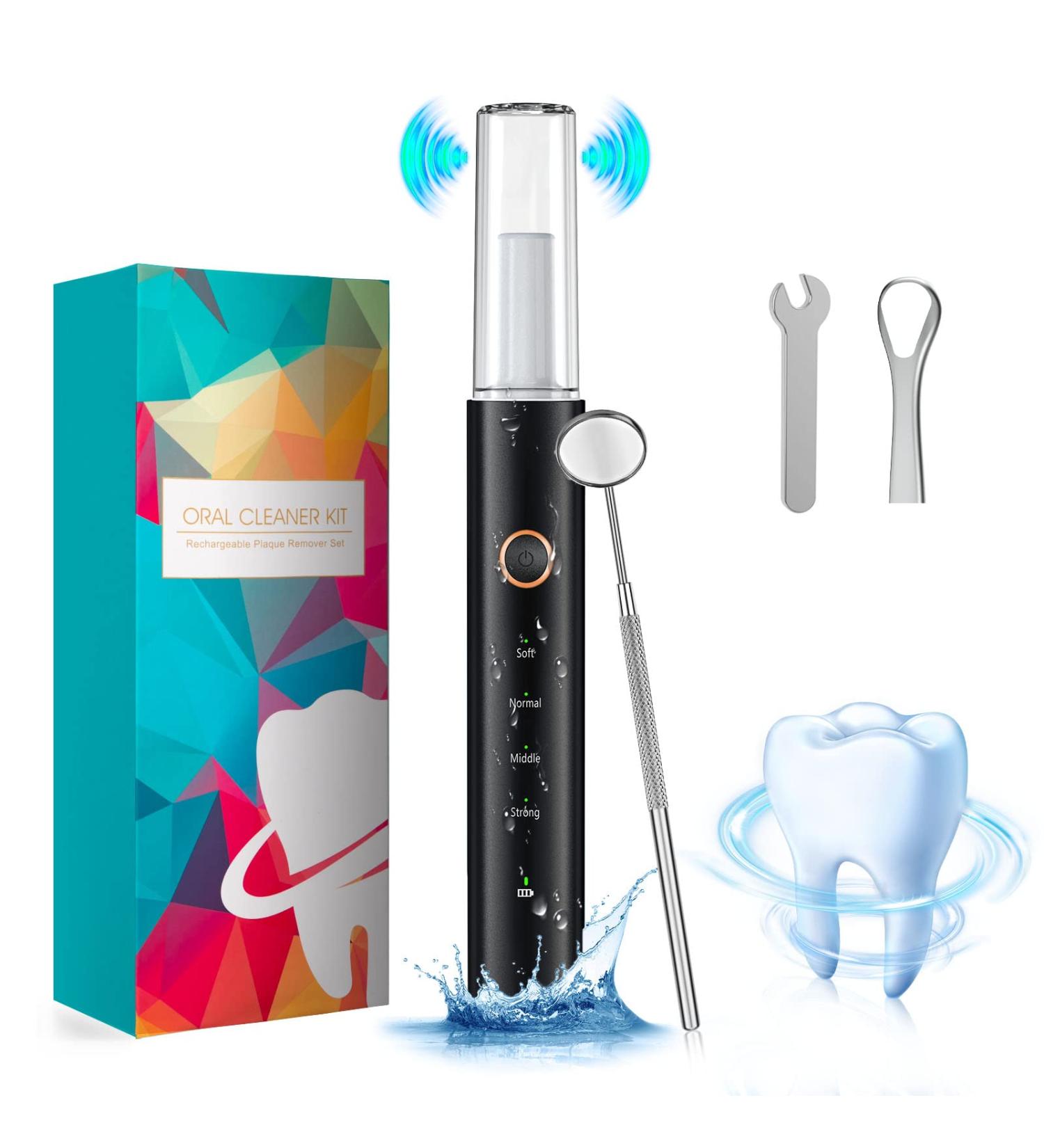 HassoKon Teeth Cleaning Kit - 4 Adjustable Modes, 4 Heads, IPX6 Waterproof (Black) - Buy Online on SooperMarket.com