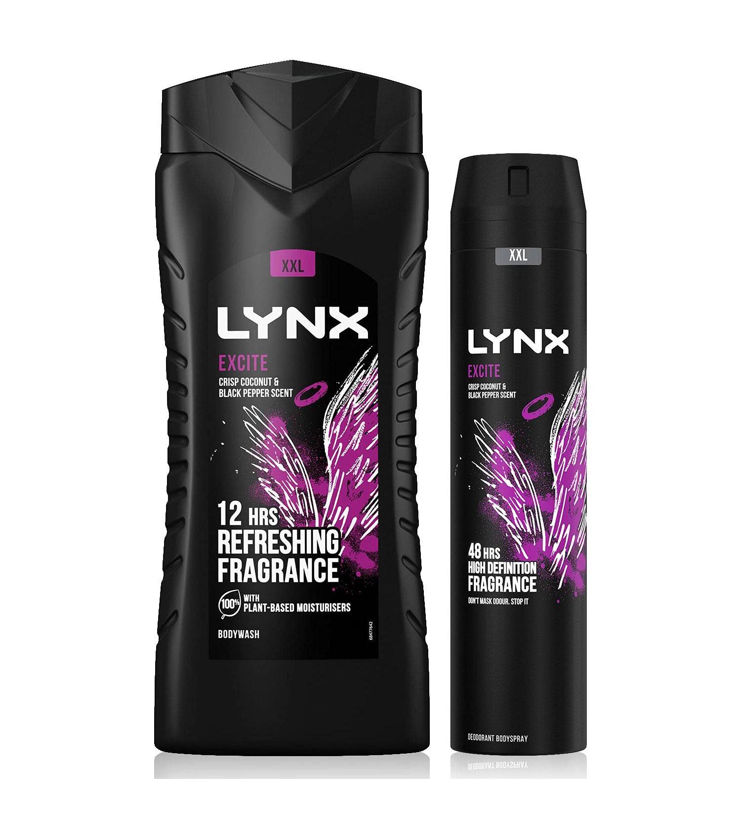 Lynx 12 Hour Refreshing Excite Shower Gel 500 with Lynx 48 Hour Excite Body Spray 250ml Leaving you smelling great Dermatologically Tested Keep Smelling Irresistible! - Buy Online on SooperMarket.com