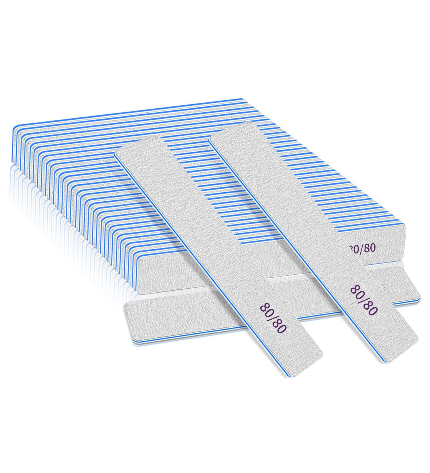 25 Pcs 80/80 Grit Nail Files for Acrylic and Gel Nails - Professional Double Sided Emery Board for Home and Salon Use - Coarse G80/80 Nail File for False Nails - Buy Online on SooperMarket.com