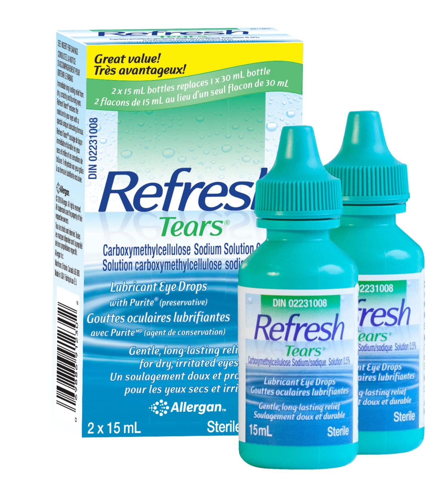 REFRESH TEARS Ophthalmic Solution Lubricant Eye Drops For Dry Eye Relief Compatible With Lenses 2 X 15ml 2 x 15 ml - Buy Online on SooperMarket.com