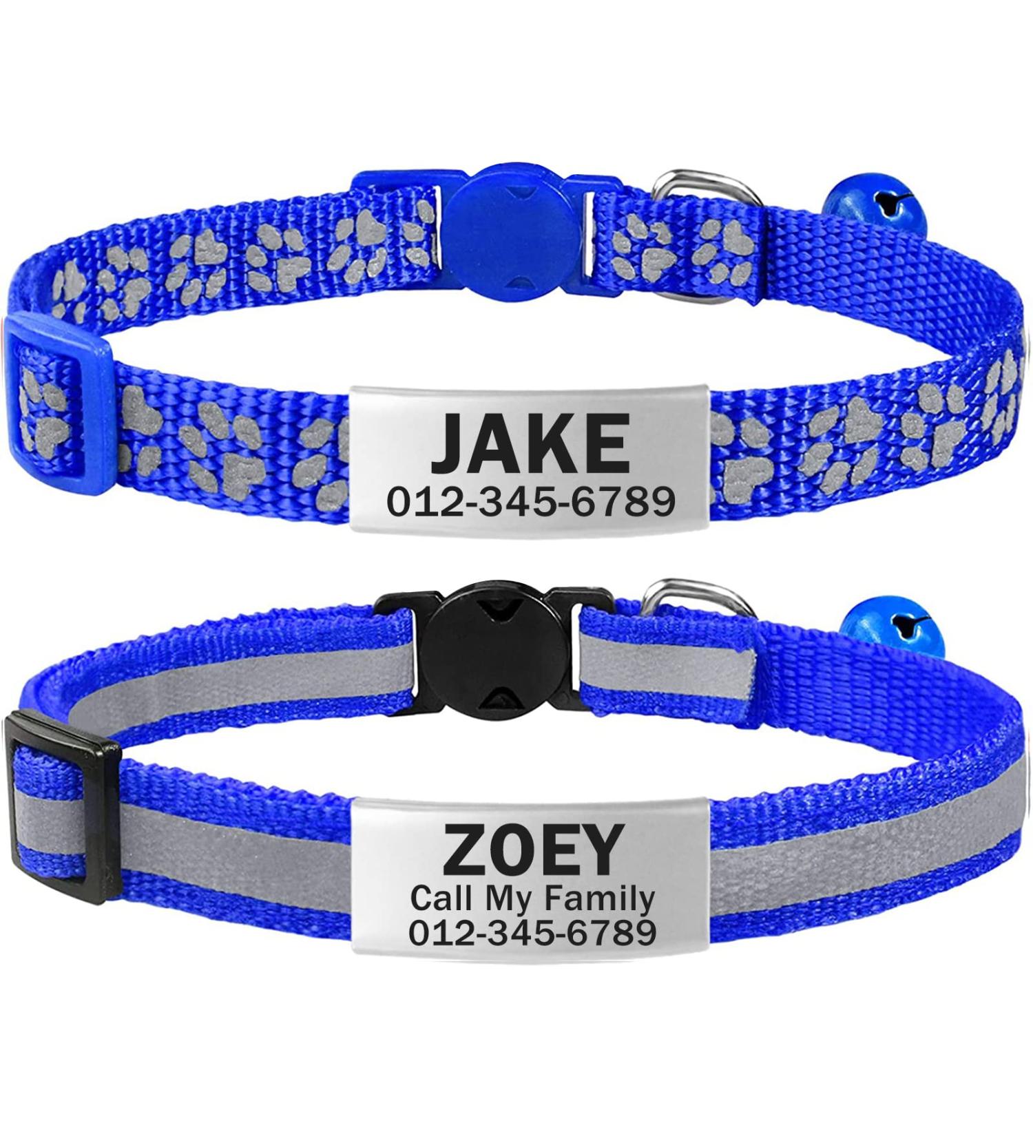 Tagme Cat Neck Band - 2 Pack Customizable Cat Necklace with Safety Clasp & Bell | Adjustable 18-31 cm Navy Blue - Buy Online on SooperMarket.com