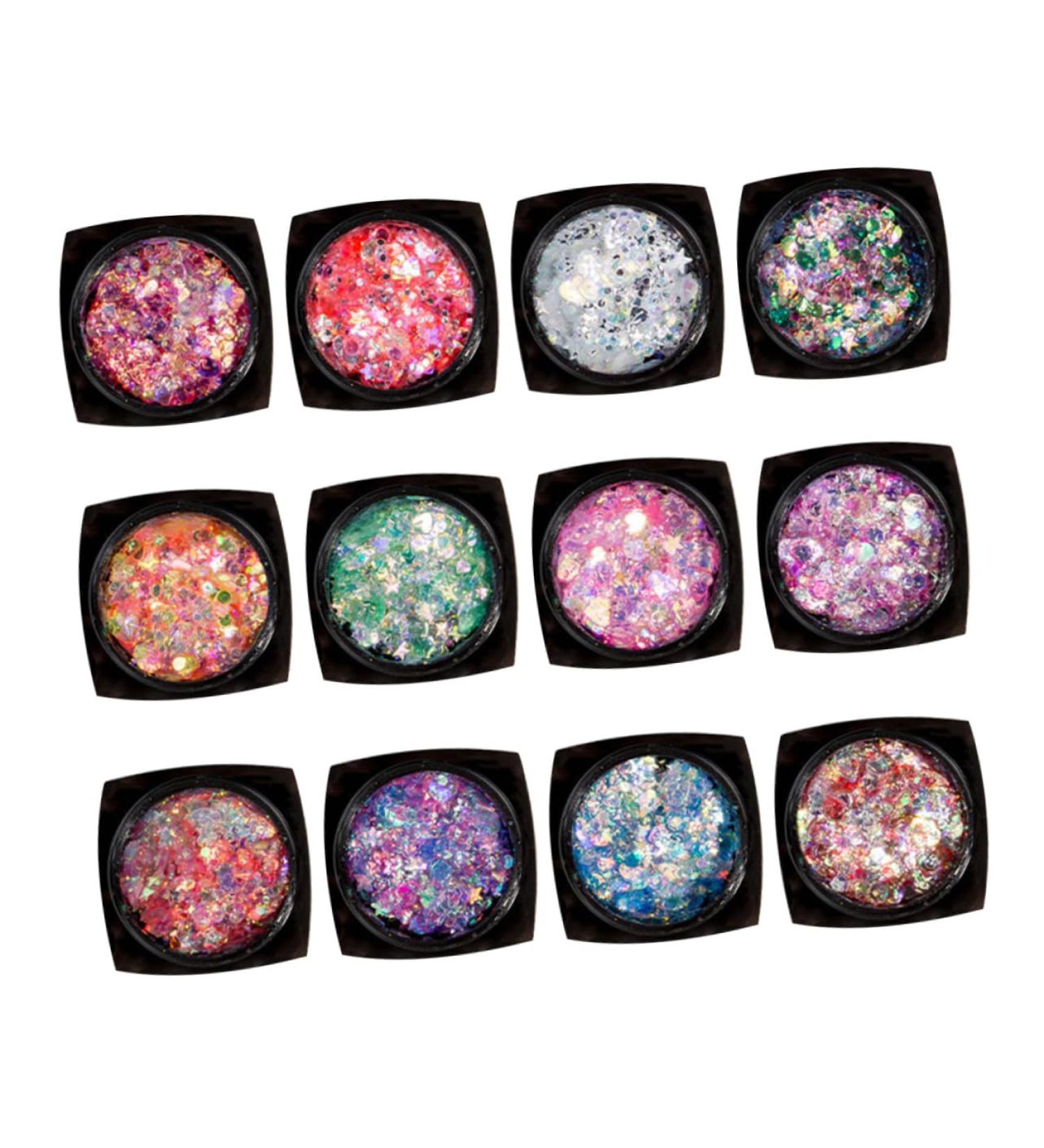 NOLITOY Set 12 - Glitter Body Gel Makeup for Face & Body | Shiny Sequin Gel for Stunning Makeup Looks | International Shipping Available - Buy Online on SooperMarket.com