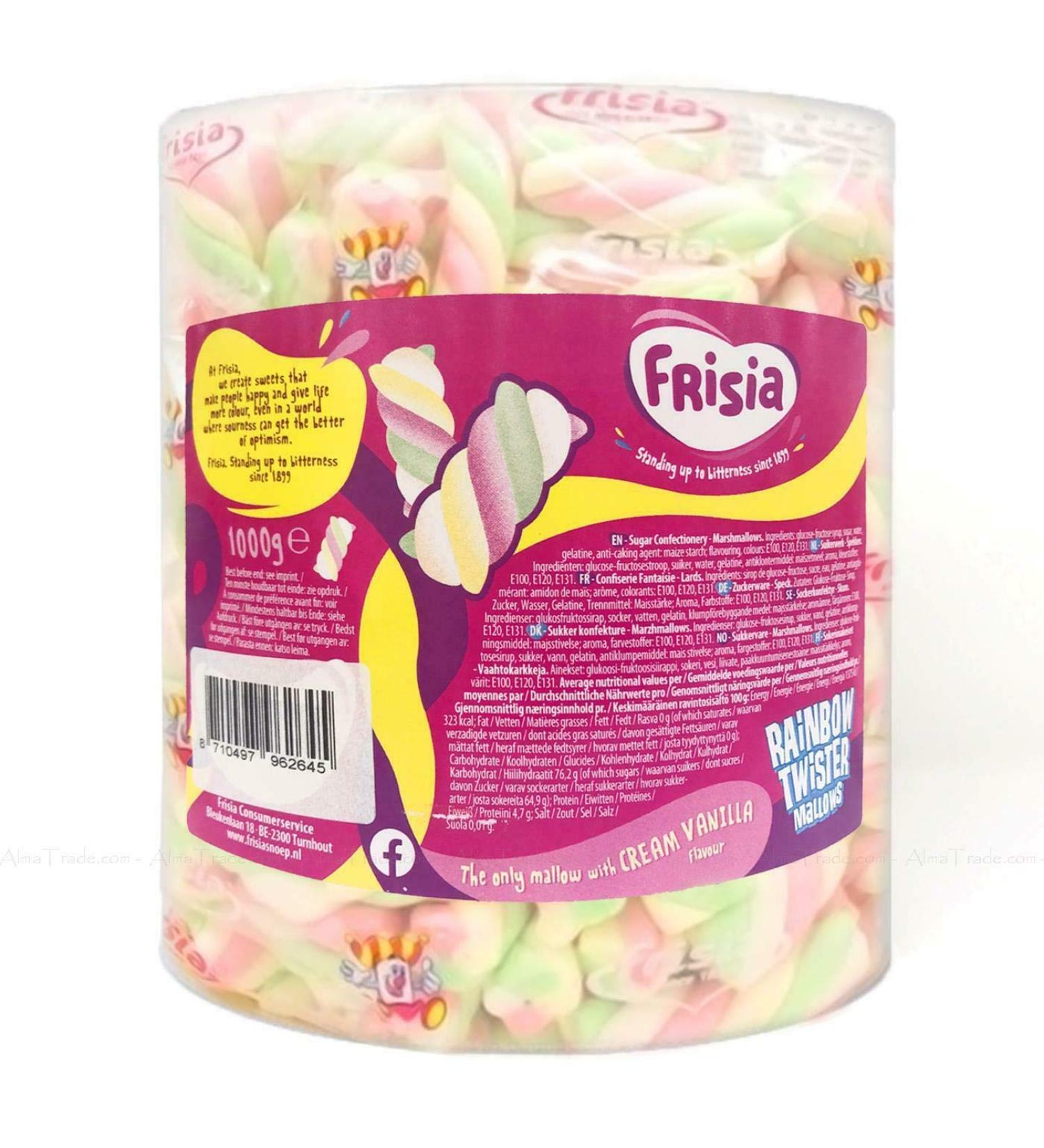 Frisia Rainbow Twister Mallow with Cream Vanilla Tub Sweet - 1kg | Delicious Treat for All Occasions - Buy Online on SooperMarket.com