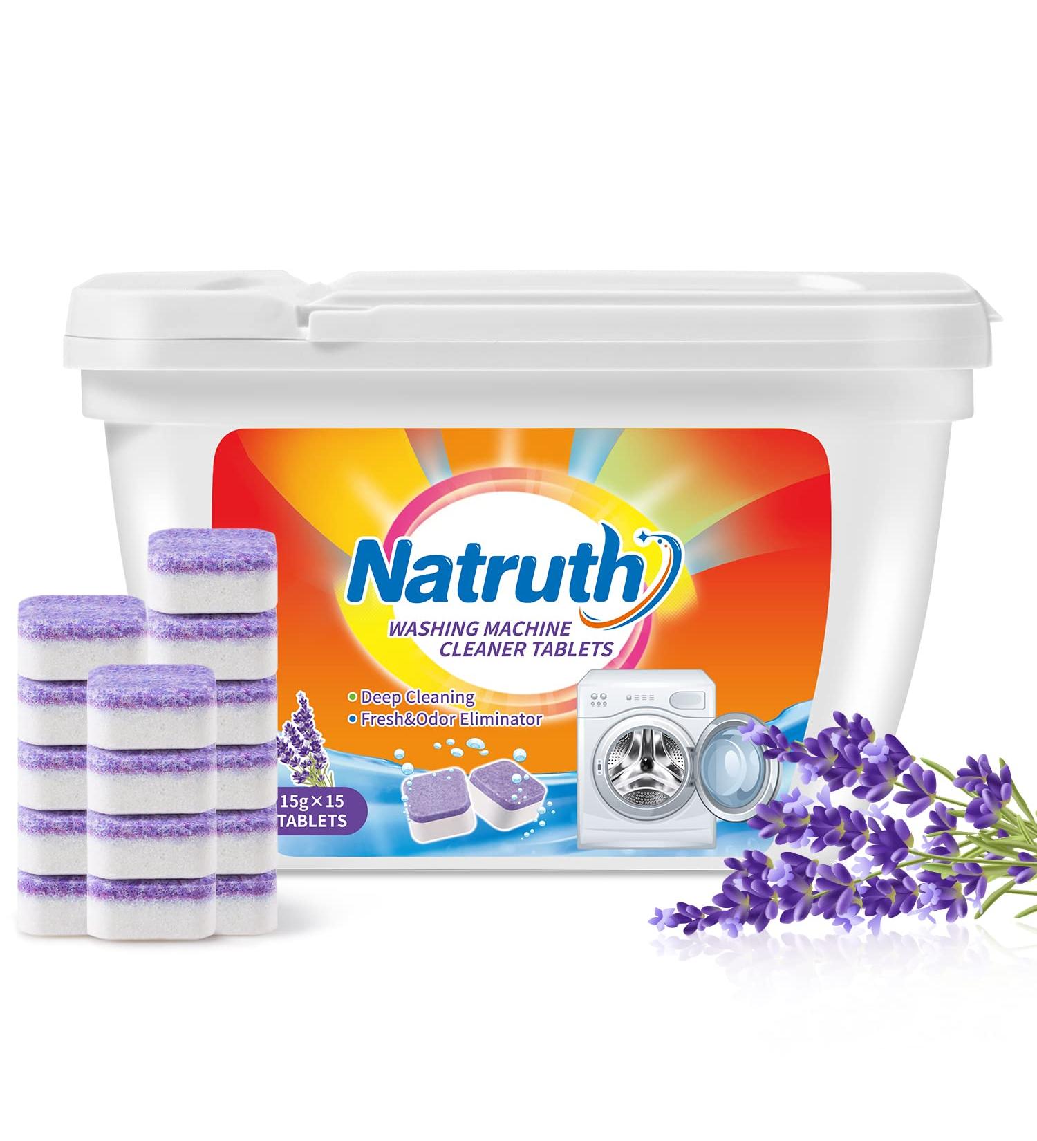 NATRUTH Washing Machine Cleaner 15 Pack Lavender Tablets | Solid Washer Deep Cleaning | Triple Decontamination Remover with Natural Formula | Front & Top Load Washers - Buy Online on SooperMarket.com