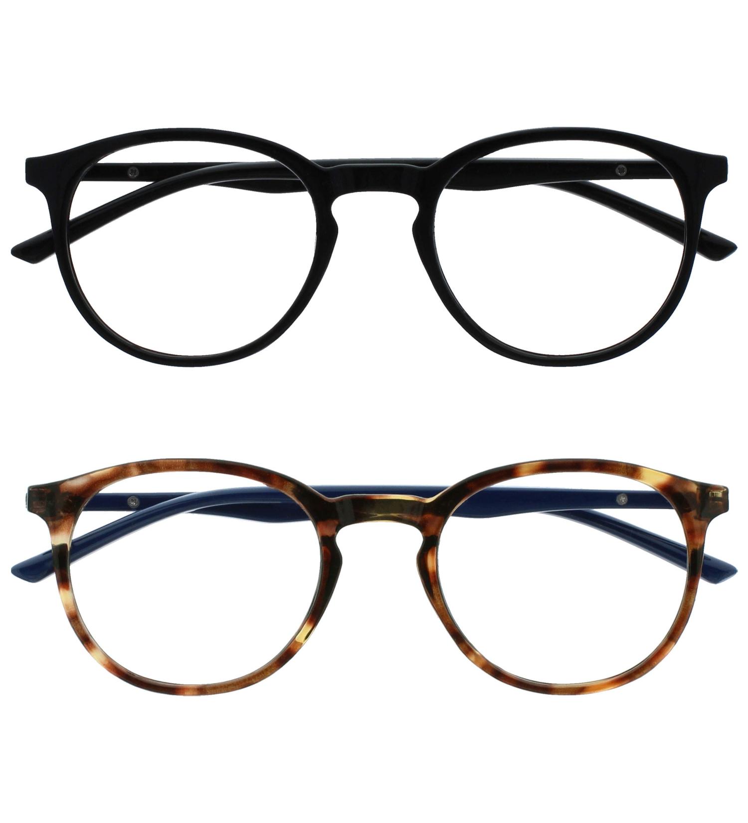 Opulize MET Reading Glasses 2 Pack - Slim Round Frame Spring Hinges Scratch-Resistant Black/Brown for Men & Women +3.50 Diopters - Buy Online on SooperMarket.com