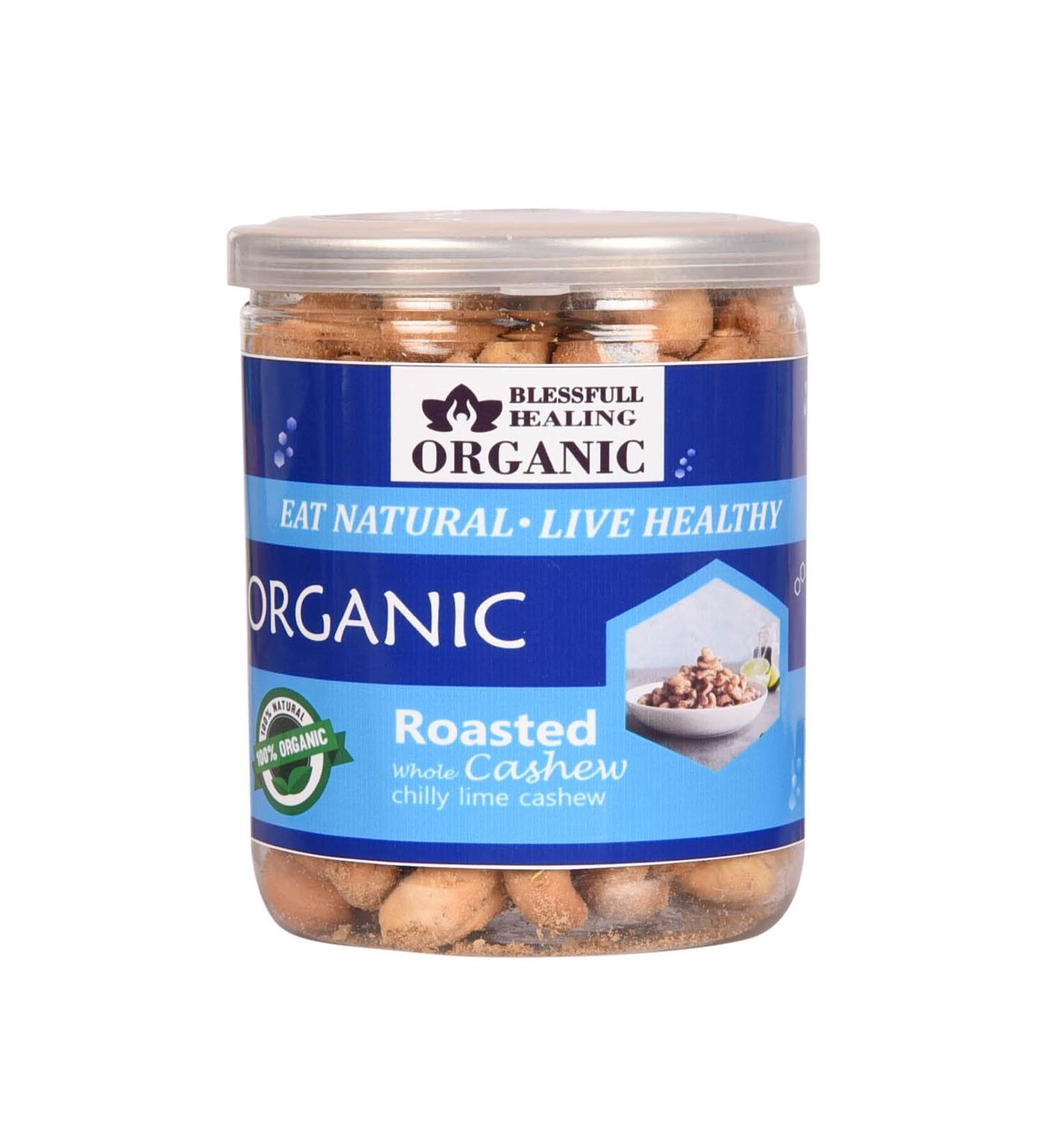 Blessfull Healing Organic Natural Vegan Chilly Lime Roasted Whole Cashew Nuts Crunchy Kaju 250 Gram - Buy Online on SooperMarket.com