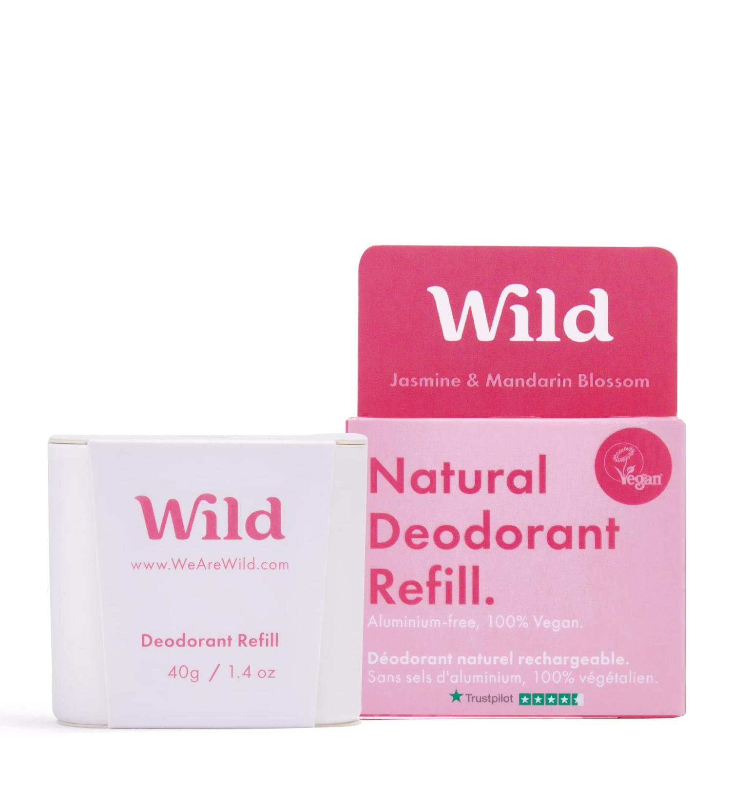 Wild - Natural Refillable Deodorant - Vegan & Eco-Friendly - Aluminium Free - Long Lasting Protection - 100% Natural Ingredients - Jasmine & Mandarin Blossom Refill - 40g Jasmine & Mandarin Blossom 40 g (Pack of 1) - Buy Online on SooperMarket.com